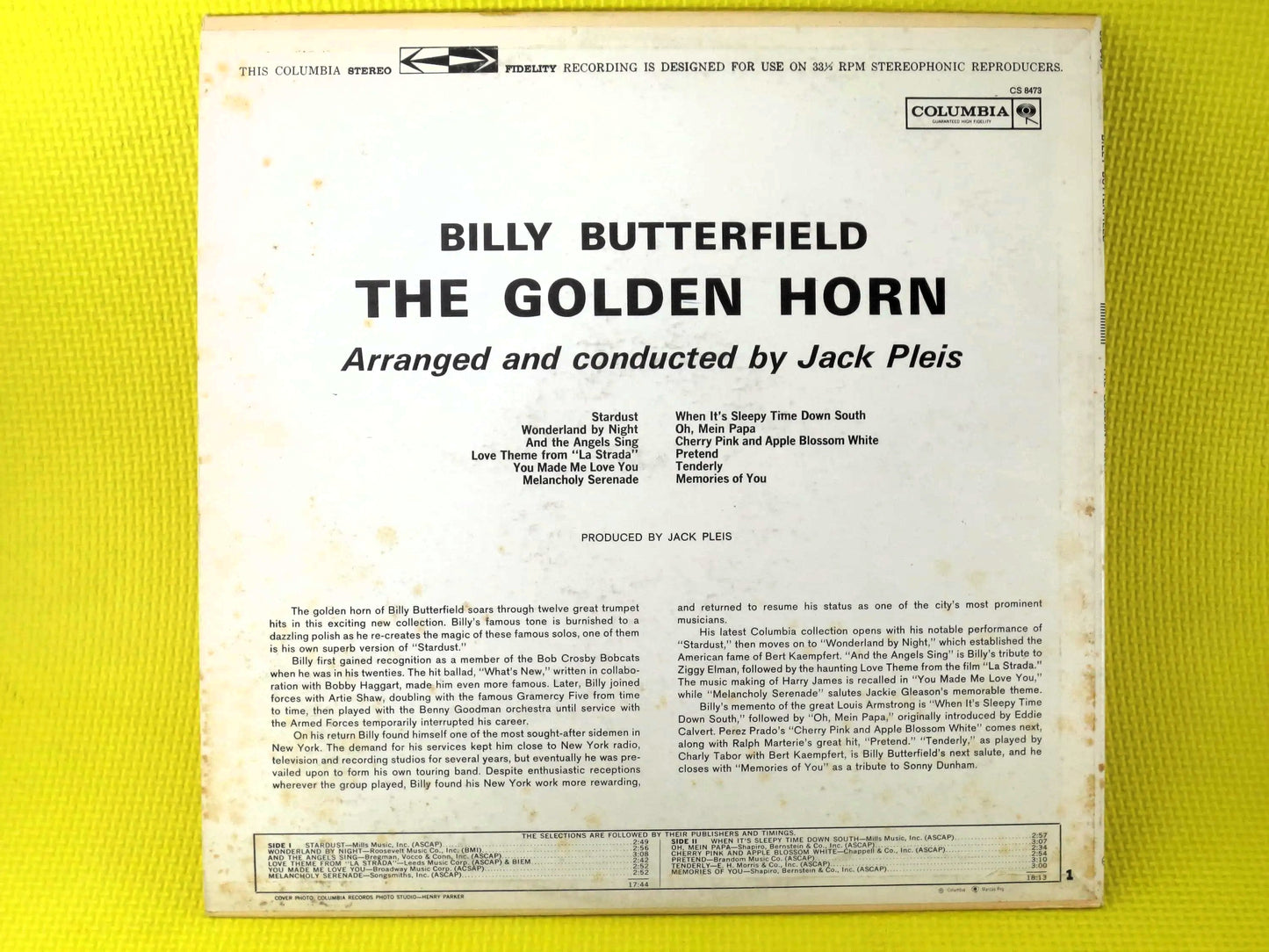 BILLY BUTTERFIELD, The GOLDEN Horn, Billy Butterfield Lp, Jazz Records, Jazz Vinyl, Vintage Vinyl, Jazz Lp, 1961 Records