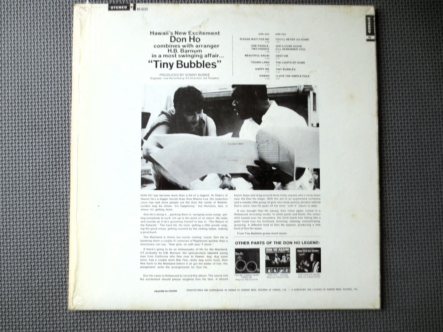 DON HO, Tiny BUBBLES, Don Ho Records, Don Ho Album, Don Ho Lp, Vinyl Records, Jazz Lps, Vinyl Albums, Vinyl, 1966 Records