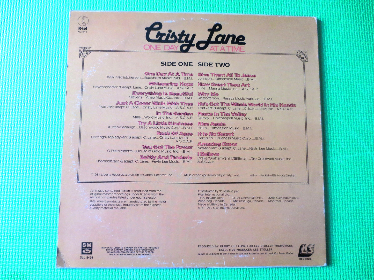 CRISTY LANE, One DAY at a Time, K-Tel Records, K-Tel Albums, Vinyl lp, K-Tel lps, Cristy Lane Albums, lps, 1982 Records