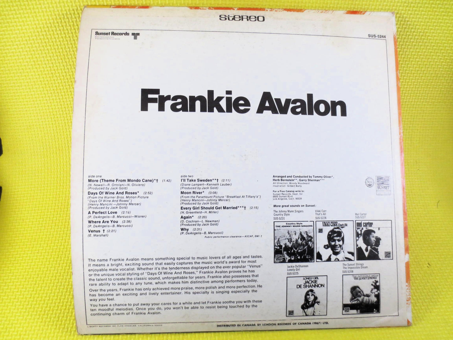 FRANKIE AVALON, VENUS, Frankie Avalon Album, Frankie Avalon Lp, Frankie Avalon Hits, Frankie Avalon Songs, Beach Music Album, 1969 Records