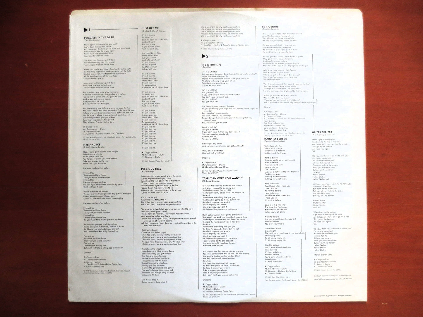 PAT BENATAR, PRECIOUS Time, Rock Lp, Pat Benatar Record, Pat Benatar Album, Pat Benatar Lp, Lps, Vinyl Album, 1981 Records