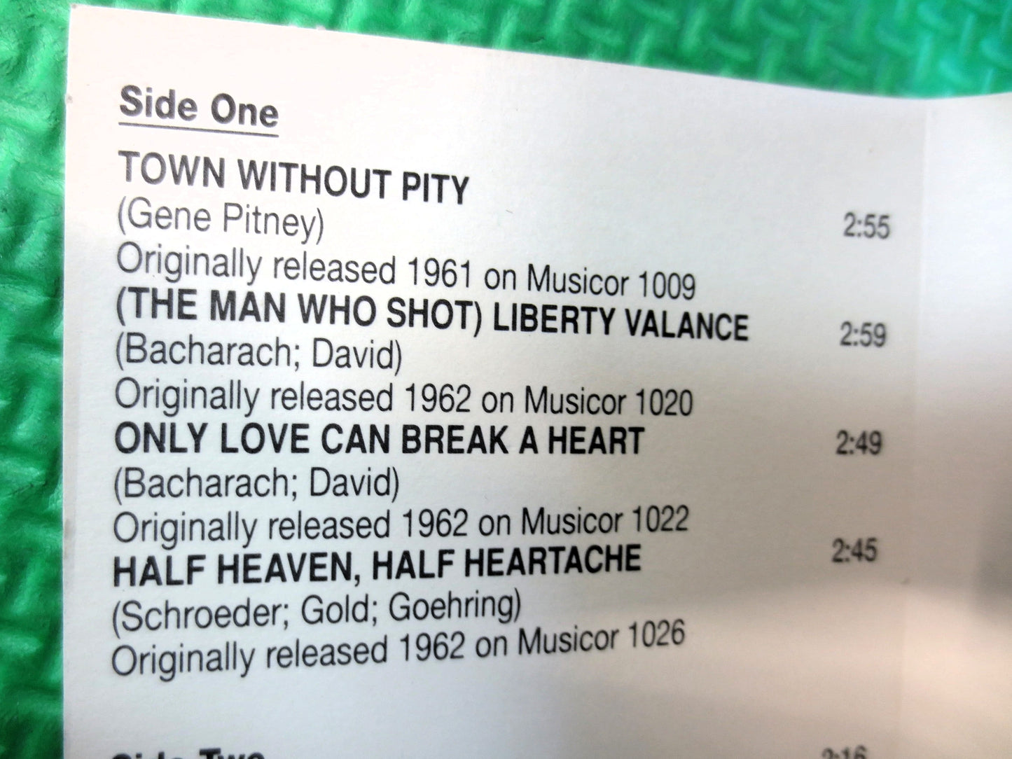 GENE PITNEY, GREATEST Hits, Gene Pitney Cassette, Gene Pitney Tapes, Tape Cassette, Rock Cassette, Cassette Music, 1991 Tape