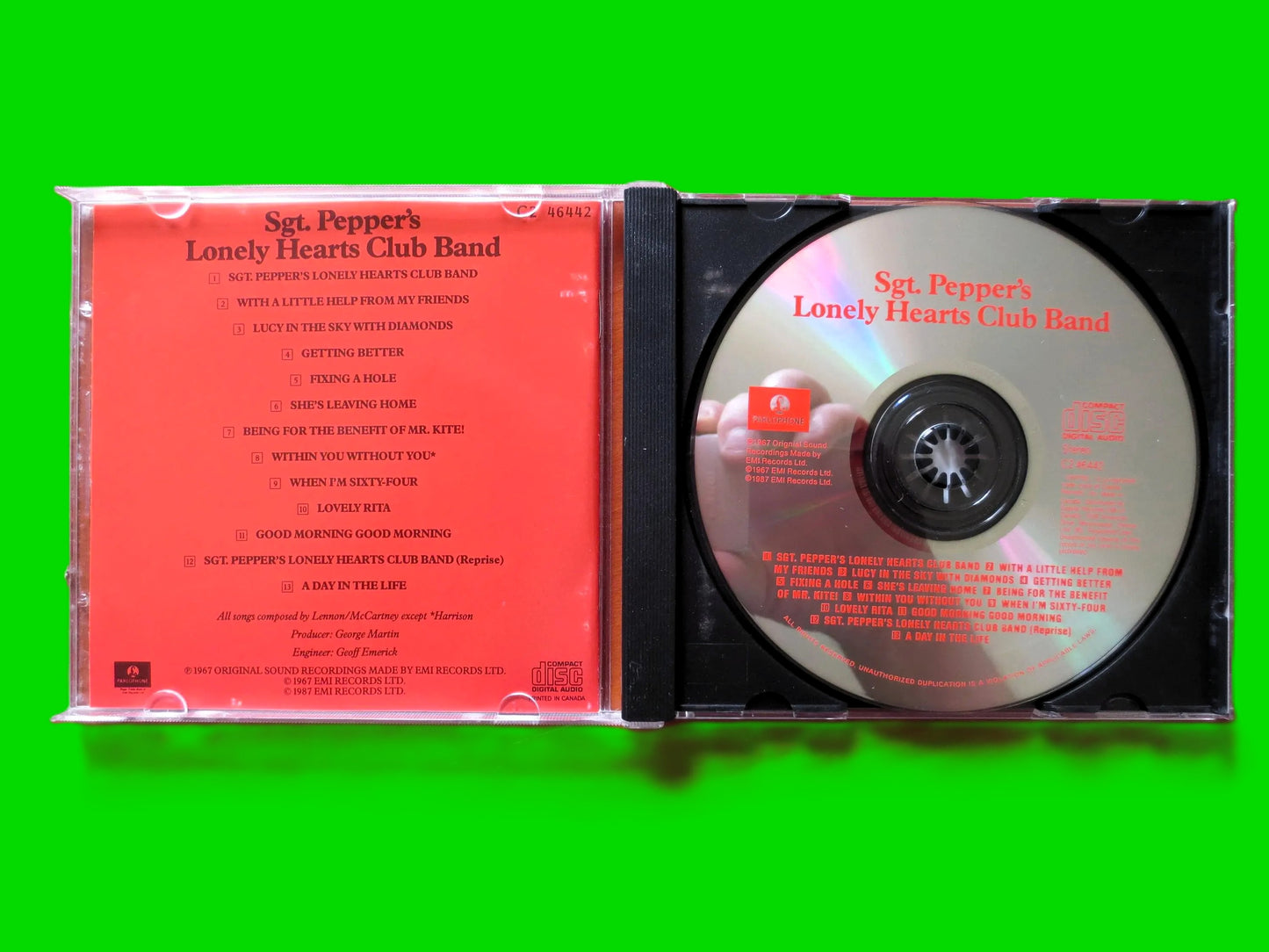 The BEATLES, Sgt PEPPER, The BEATLES Cd, Sgt Pepper Cd, The Beatles Lp, The Beatles Album, John Lennon Cd, 1987 Compact Disc