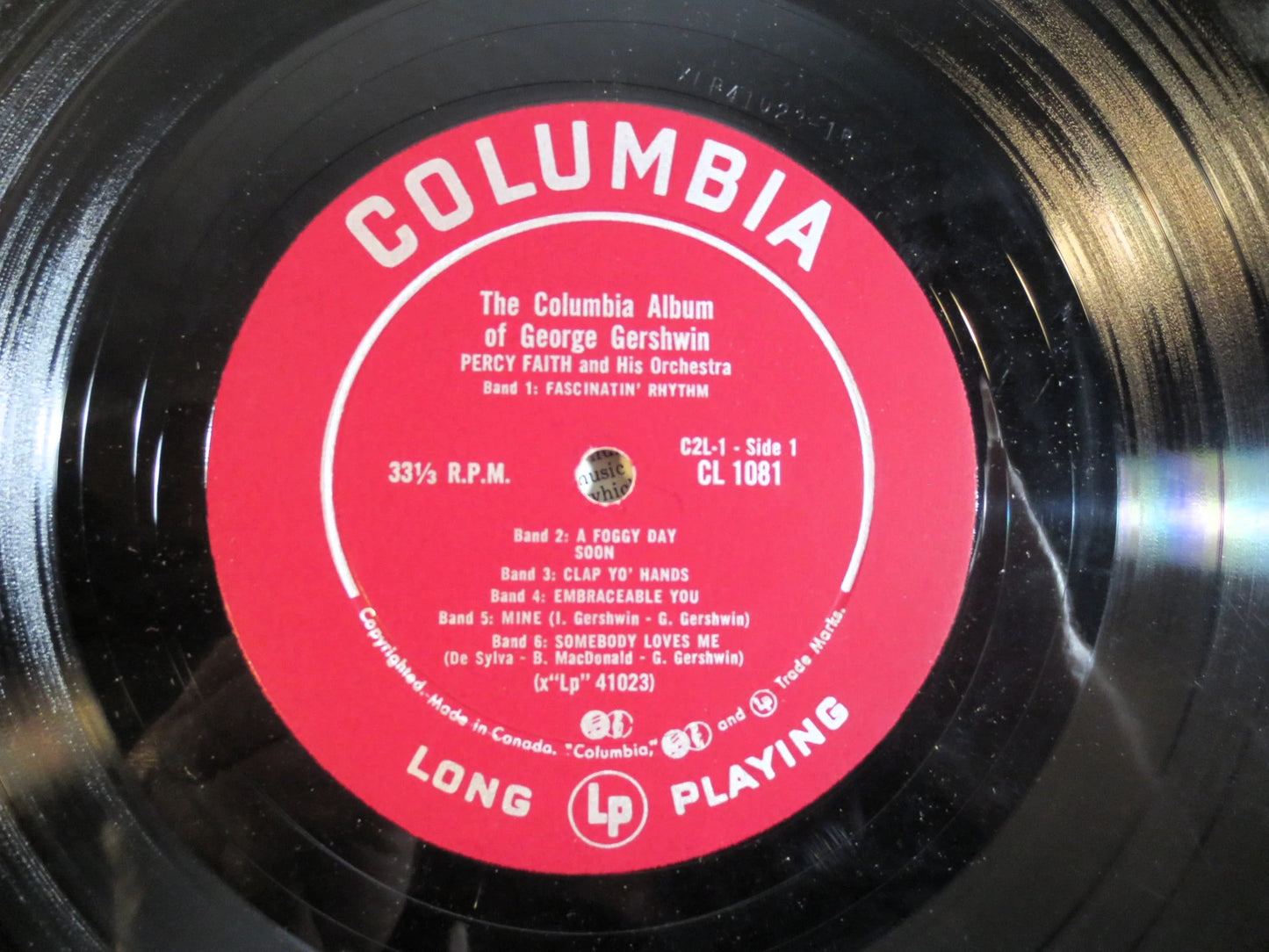 PERCY FAITH, George GERSHWIN Lp, Colmbia Records, Percy Faith Album, Percy Faith Vinyl, Vinyl Lp, Lps, 1958 Records