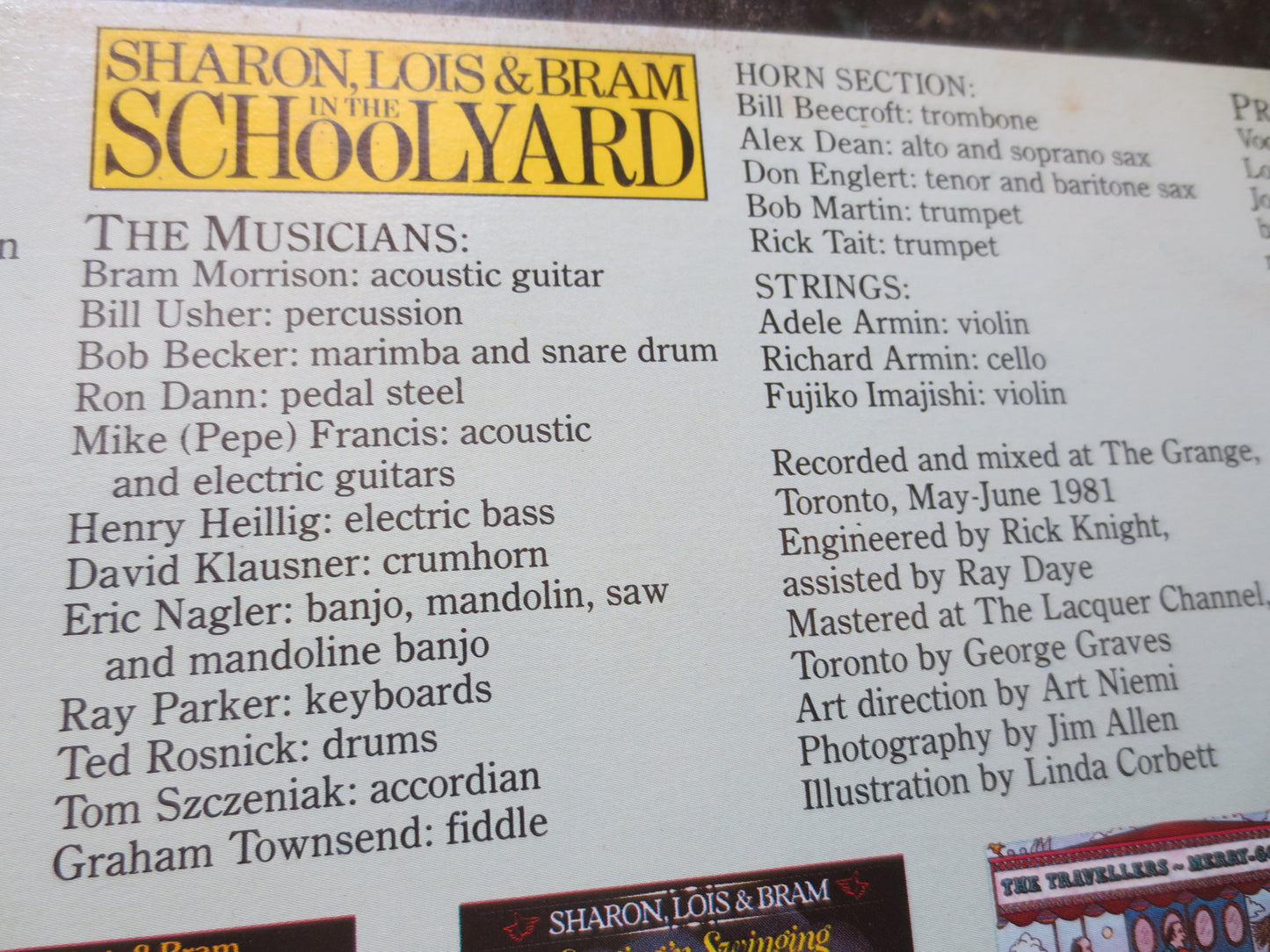SHARON, LOIS and Bram, In The School Yard, Childrens Records, Kids Records, Kids Albums, lps, Children's Album, Vintage Record, 1981 Records
