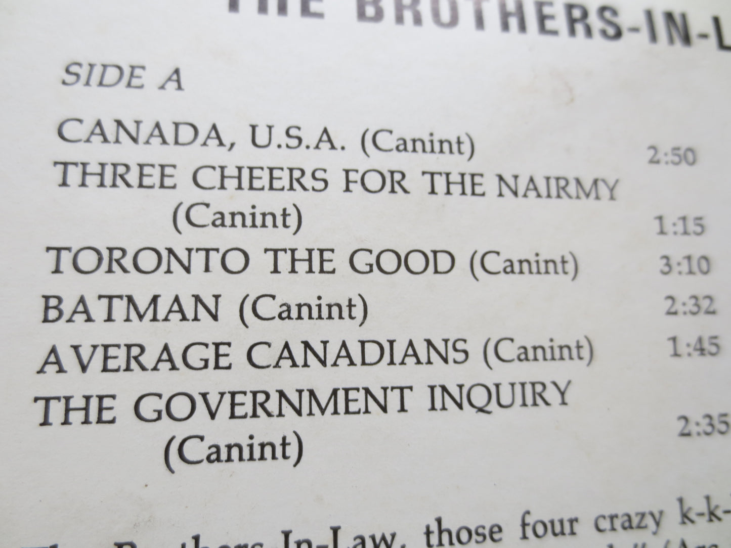 BROTHERS-in-LAW, COMEDY Album, Brothers-in-Law Lp, Folk Comedy Album, Comedy Record, Canadian Comedy Lp, Vintage Record, Comedy, 1966 Record