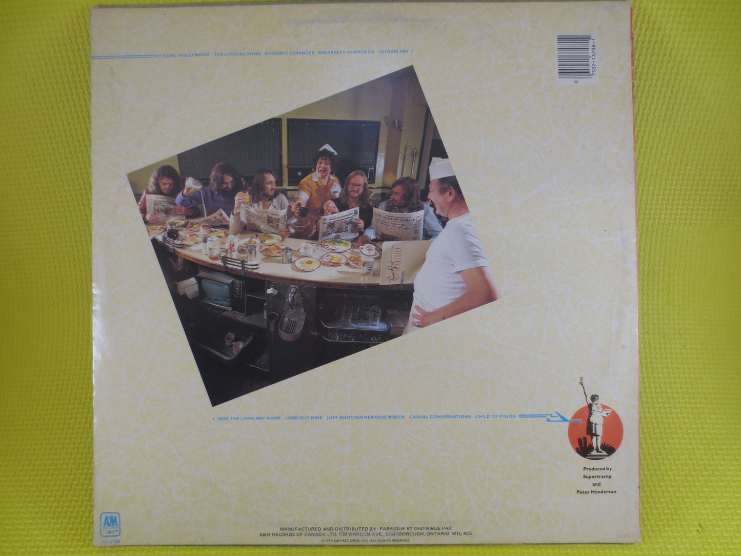SUPERTRAMP, BREAKFAST in America, Rock Record, SUPERTRAMP Albums, Supertramp Records, Vinyl Record, Rock Vinyl, 1979 Album
