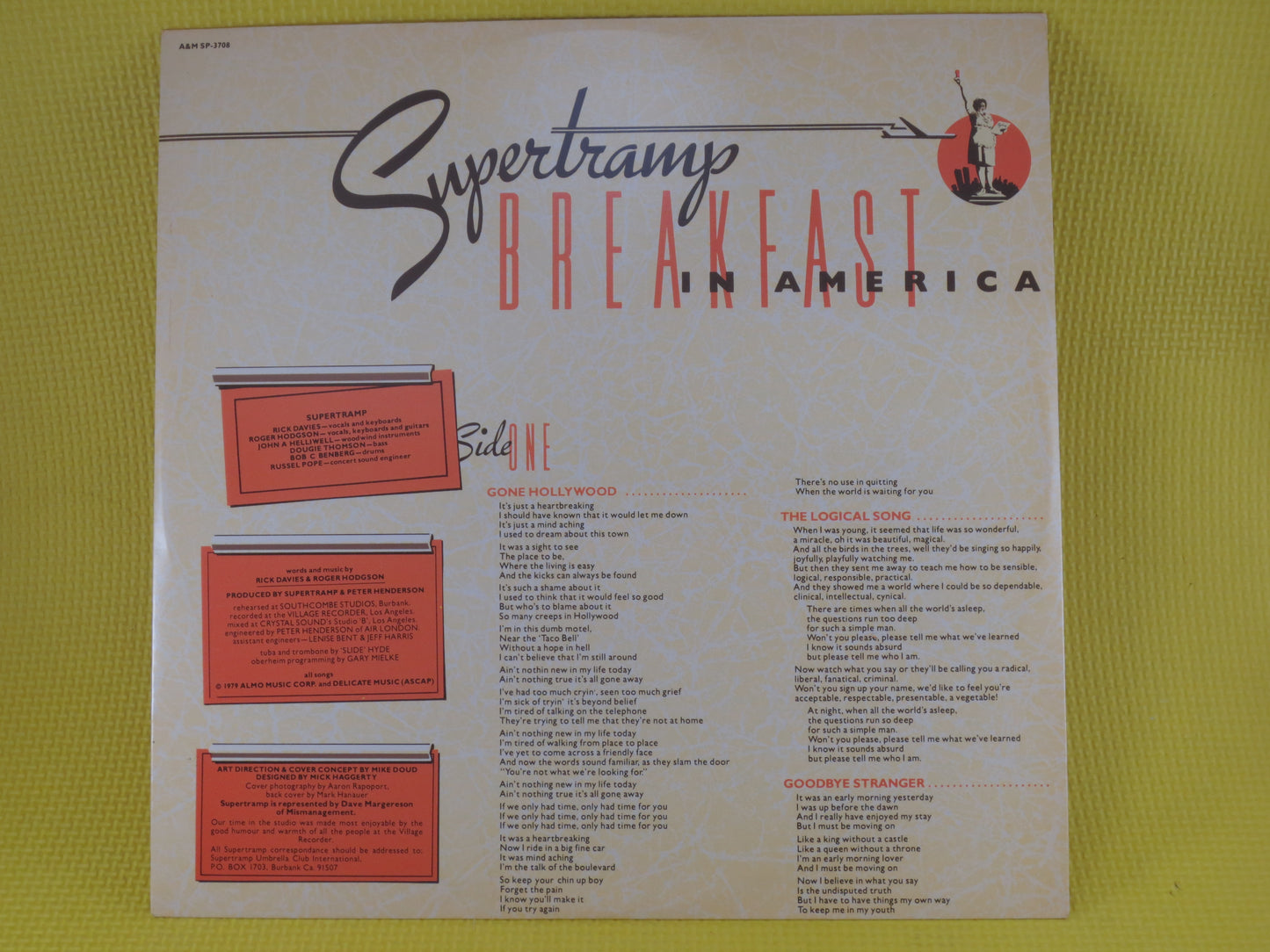 SUPERTRAMP, BREAKFAST in America, Rock Record, SUPERTRAMP Albums, Supertramp Records, Vinyl Record, Rock Vinyl, 1979 Album