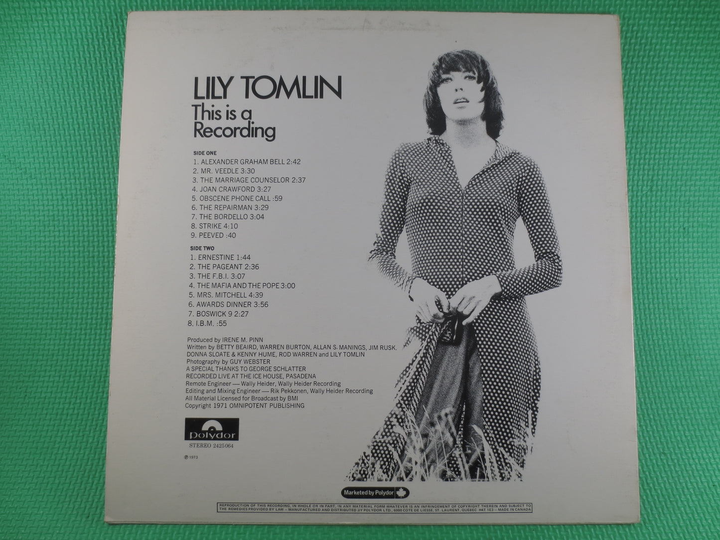 LILY TOMLIN, This is a Recording, COMEDY Records, Lily Tomlin Record, Lily Tomlin Album, Vintage Vinyl, Comedy, 1971 Record