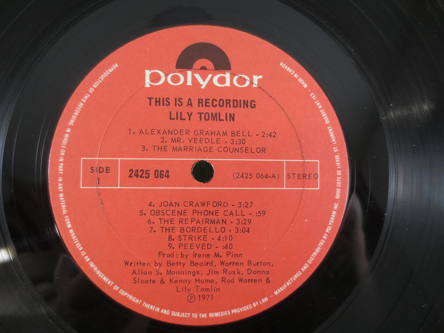 LILY TOMLIN, This is a Recording, COMEDY Records, Lily Tomlin Record, Lily Tomlin Album, Vintage Vinyl, Comedy, 1971 Record