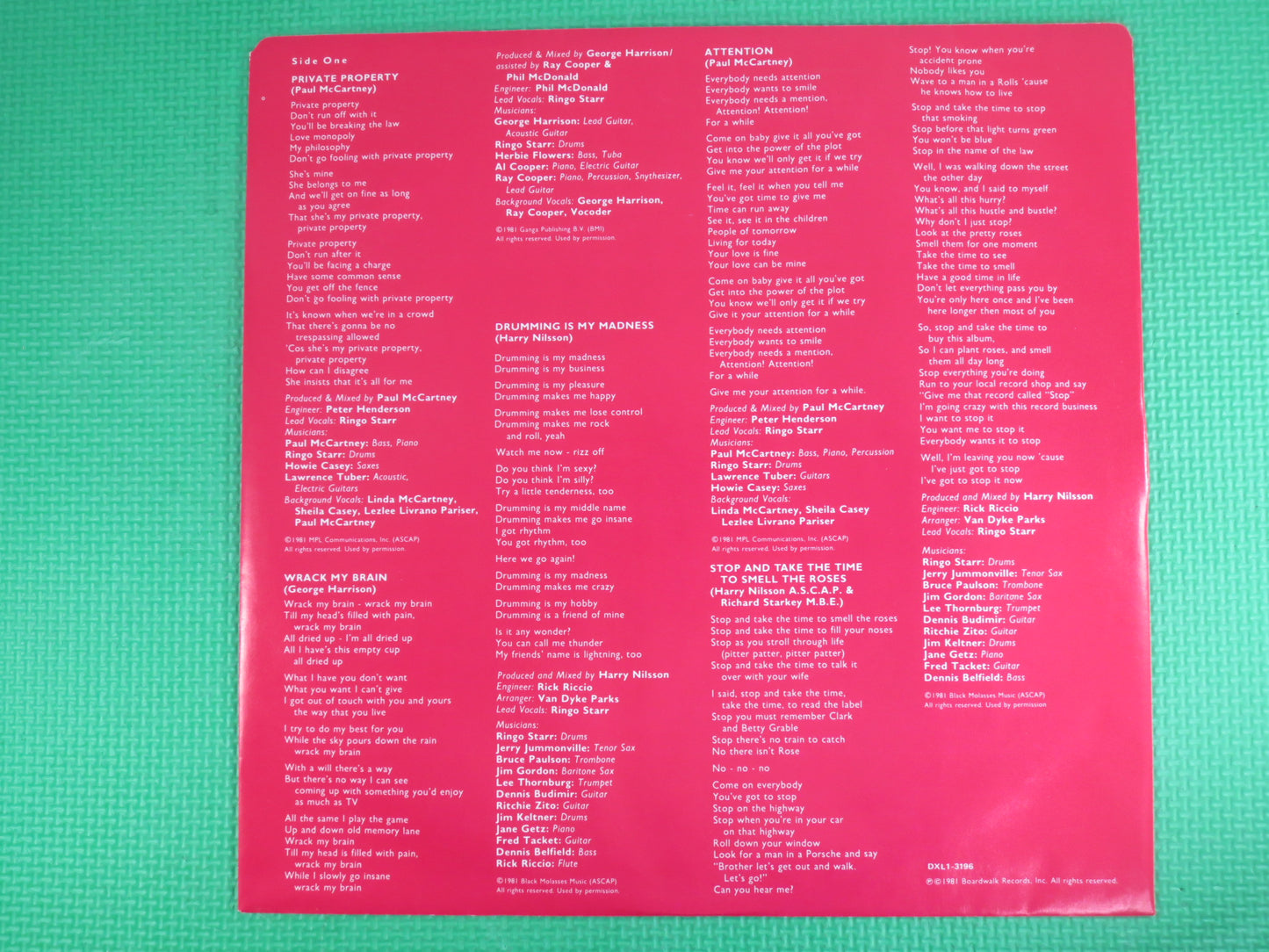 RINGO STARR, STOP and Smell the Roses, Ringo Starr Record, Beatles Records, Vinyl Records, Beatles lp, Vinyl Lp, Vintage Record, 1981 Record