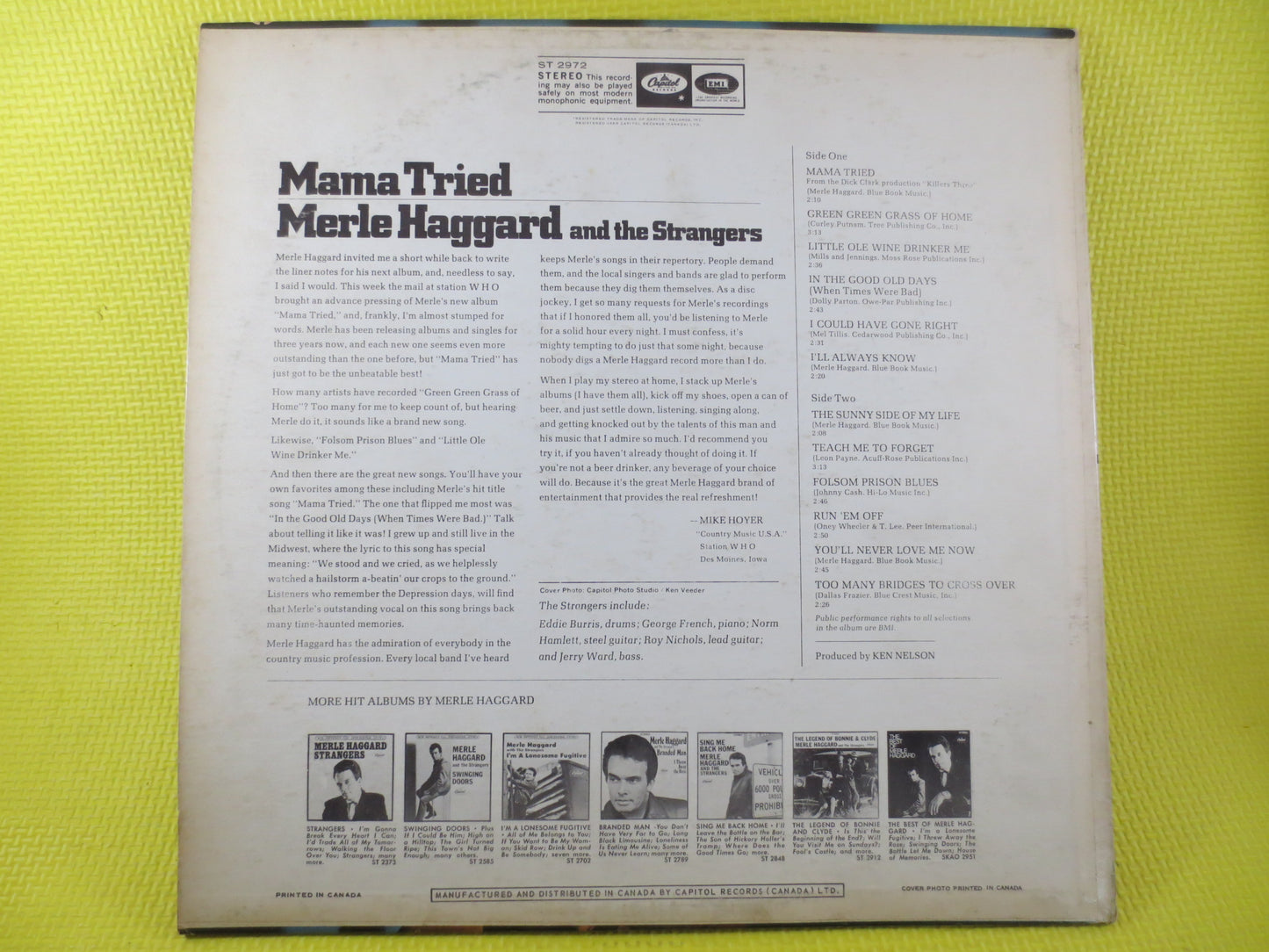 MERLE HAGGARD, Mama TRIED, Country Record, Vintage Vinyl, Merle Haggard Album, Merle Haggard Record, Vinyl, Vintage Records, 1968 Records