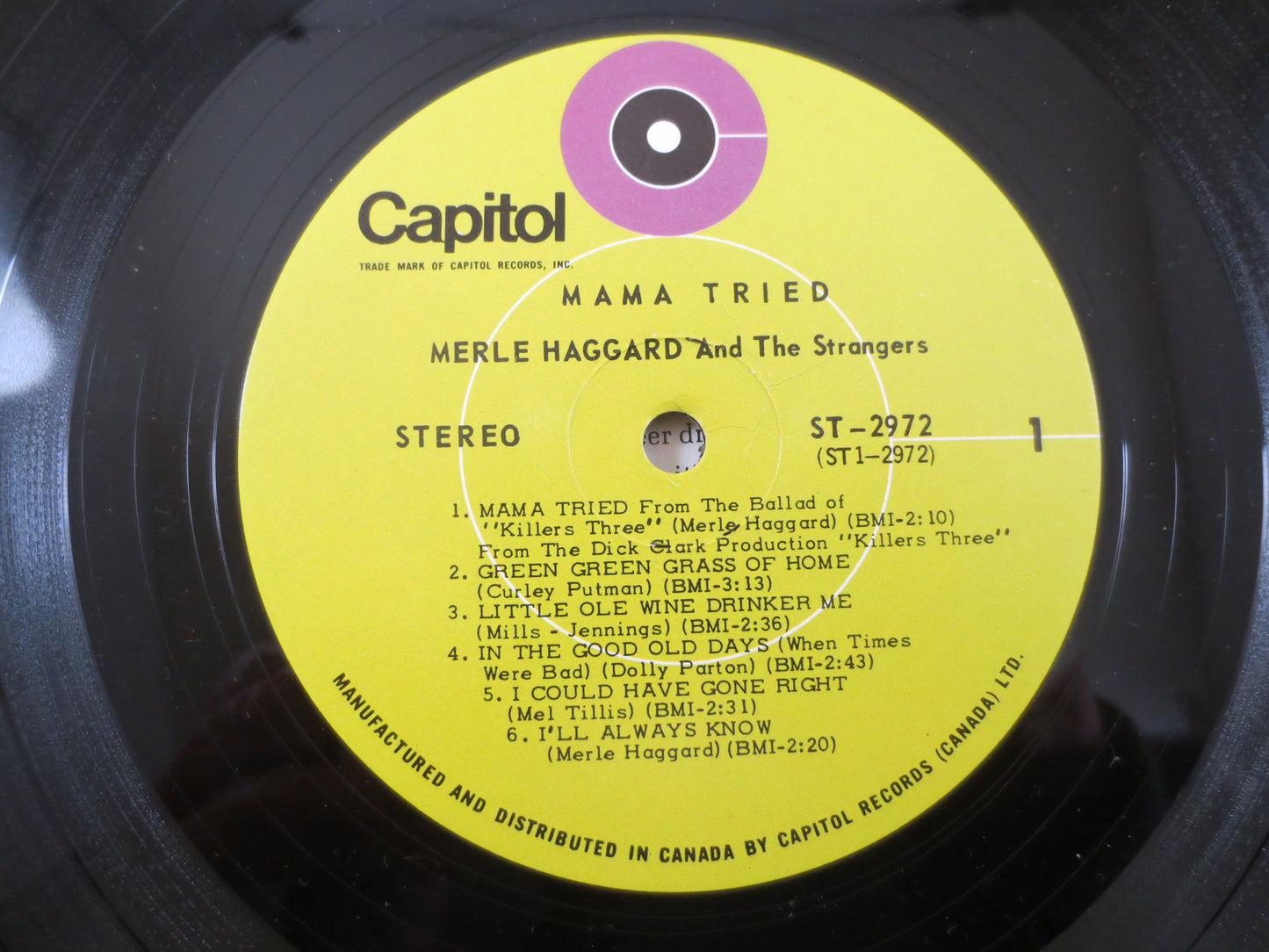 MERLE HAGGARD, Mama TRIED, Country Record, Vintage Vinyl, Merle Haggard Album, Merle Haggard Record, Vinyl, Vintage Records, 1968 Records