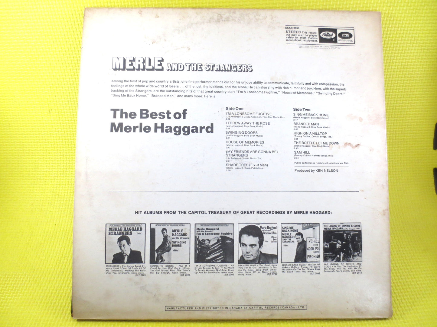 MERLE HAGGARD, GREATEST Hits, Country Record, Vintage Vinyl, Merle Haggard Album, Merle Haggard Record, Vinyl, Vintage Records, 1968 Records