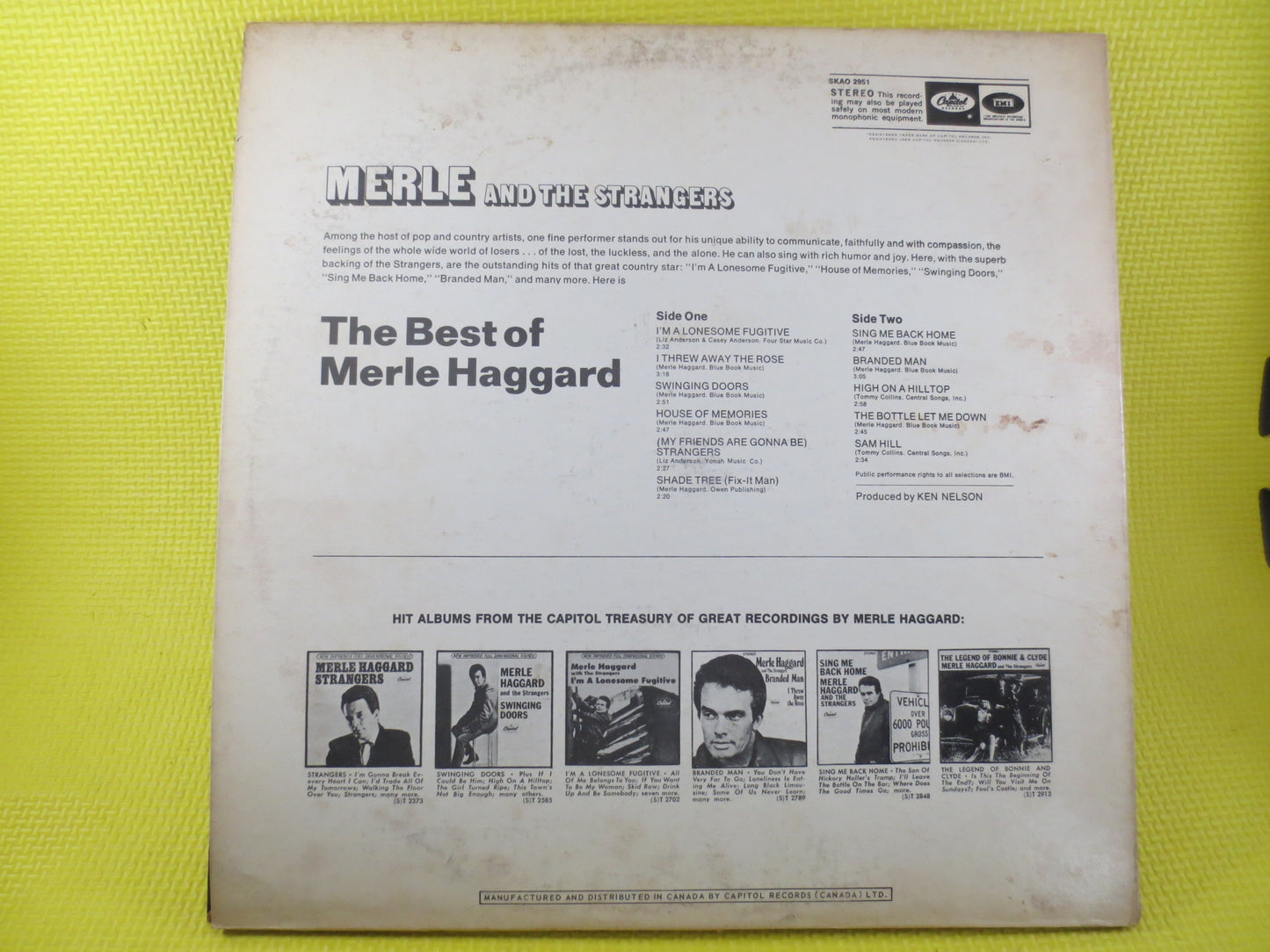 MERLE HAGGARD, GREATEST Hits, Country Record, Vintage Vinyl, Merle Haggard Album, Merle Haggard Record, Vinyl, Vintage Records, 1968 Records