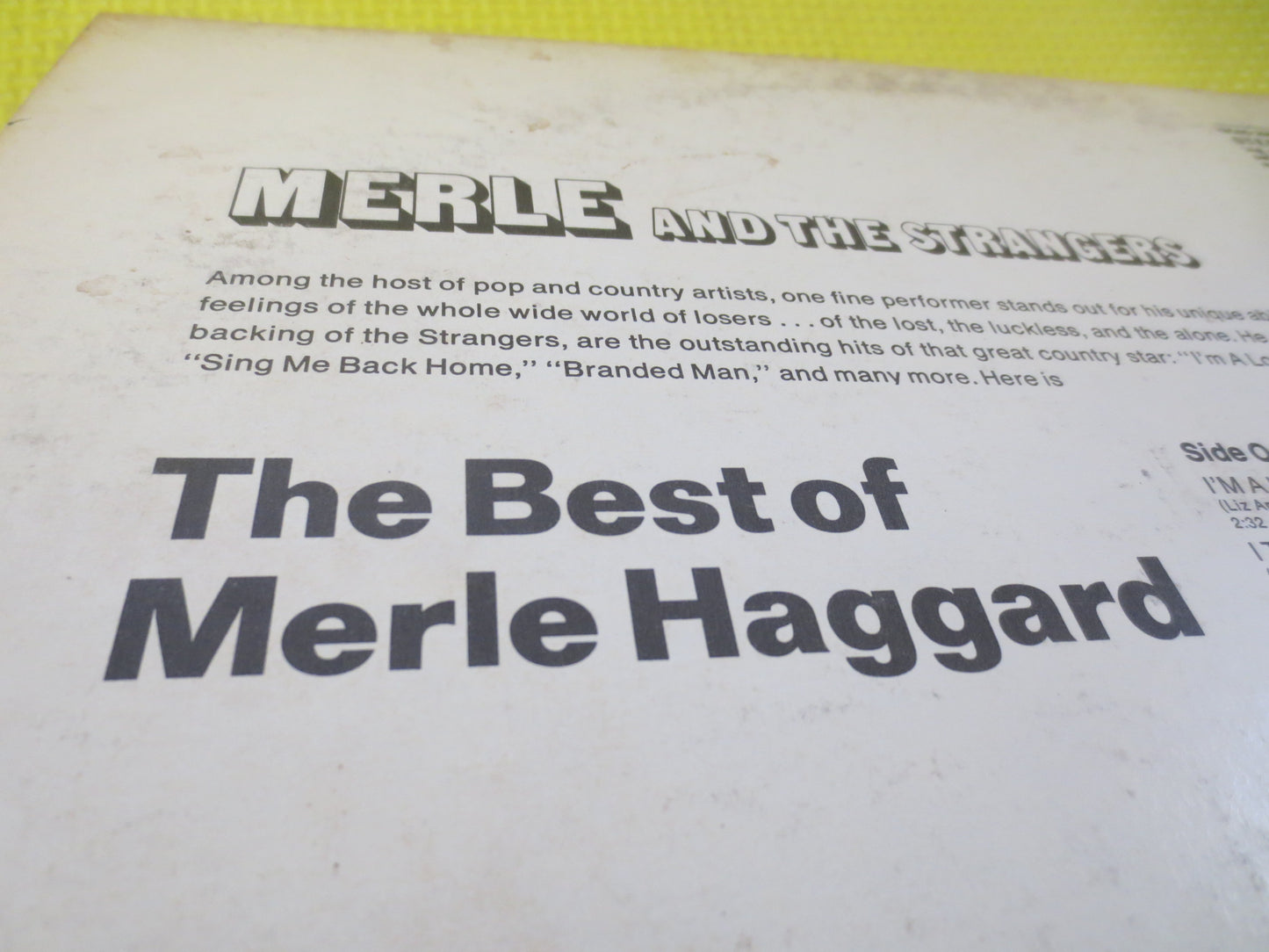 MERLE HAGGARD, GREATEST Hits, Country Record, Vintage Vinyl, Merle Haggard Album, Merle Haggard Record, Vinyl, Vintage Records, 1968 Records