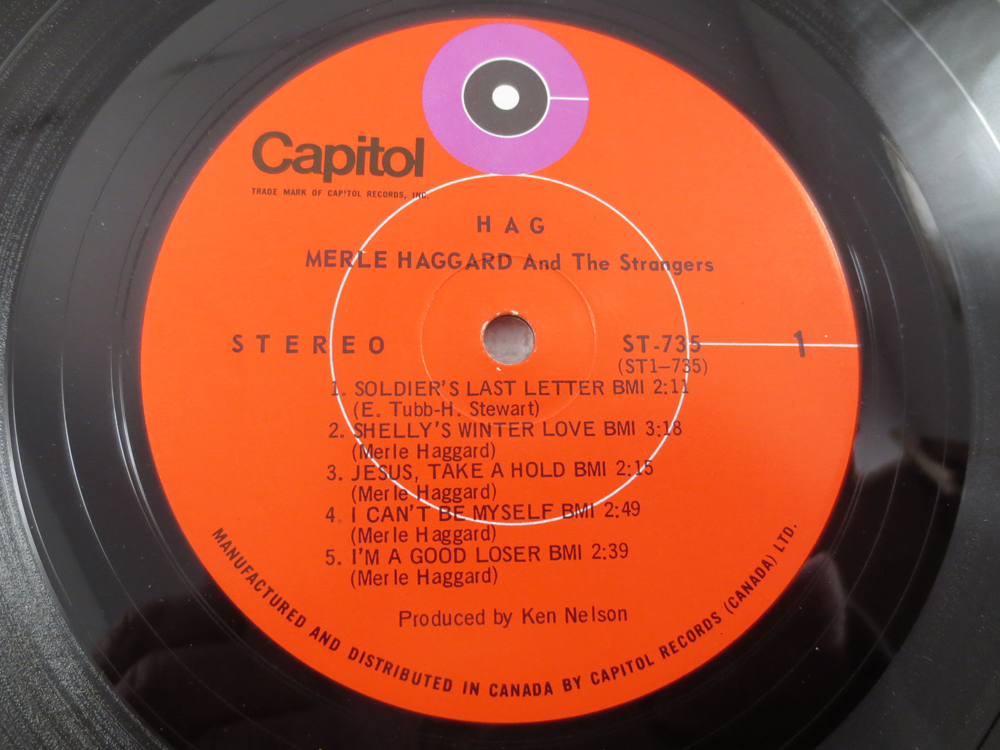 MERLE HAGGARD, HAG, Merle Haggard Lp, Country Record, Vintage Vinyl, Merle Haggard Album, Merle Haggard Record, Vintage Records, 1971 Record
