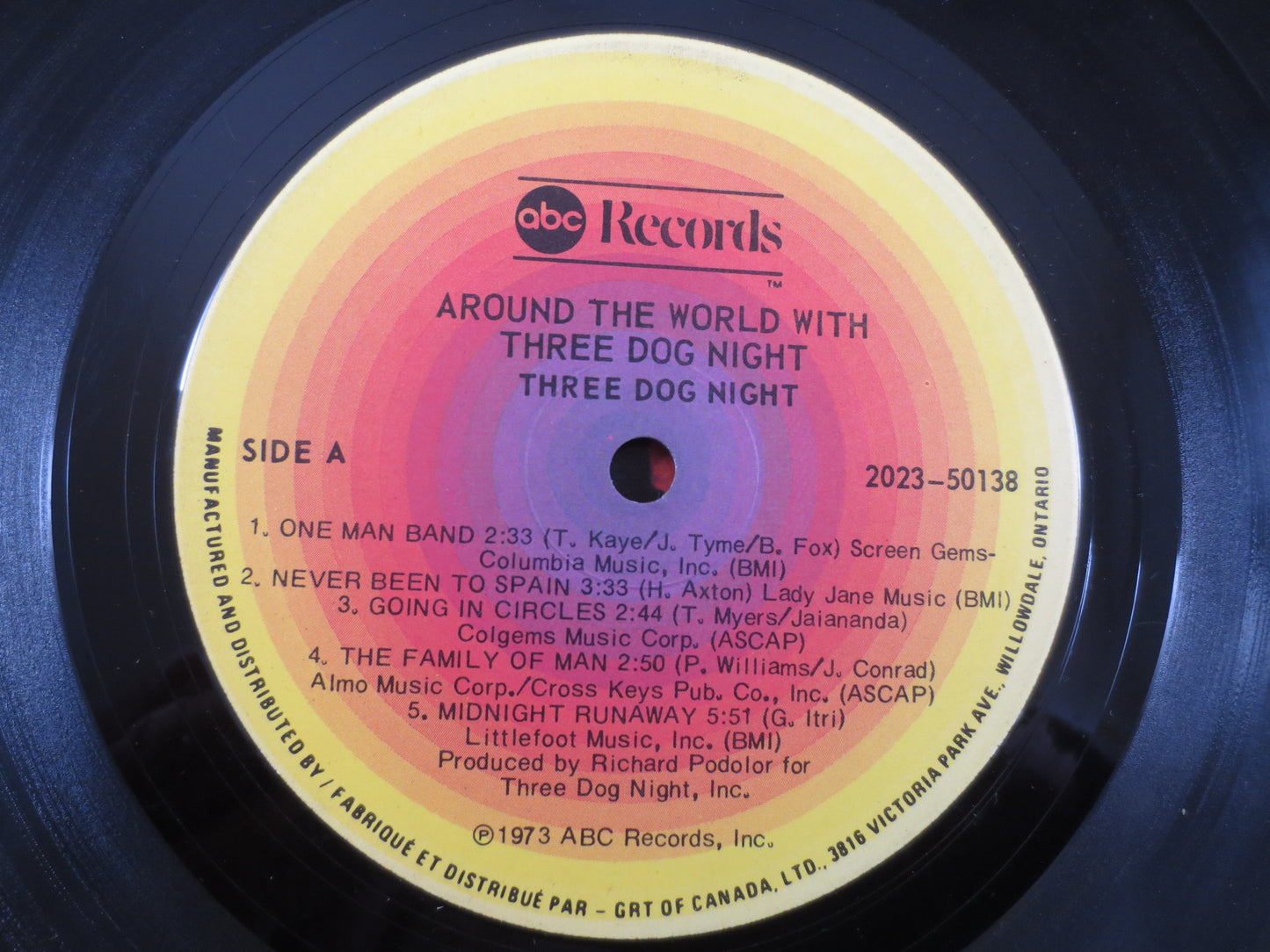 THREE DOG NIGHT, Around the World, Three Dog Night Lp, Classic Rock Record, Classic Rock Album, Classic Rock Lp, Vintage Record, 1973 Record