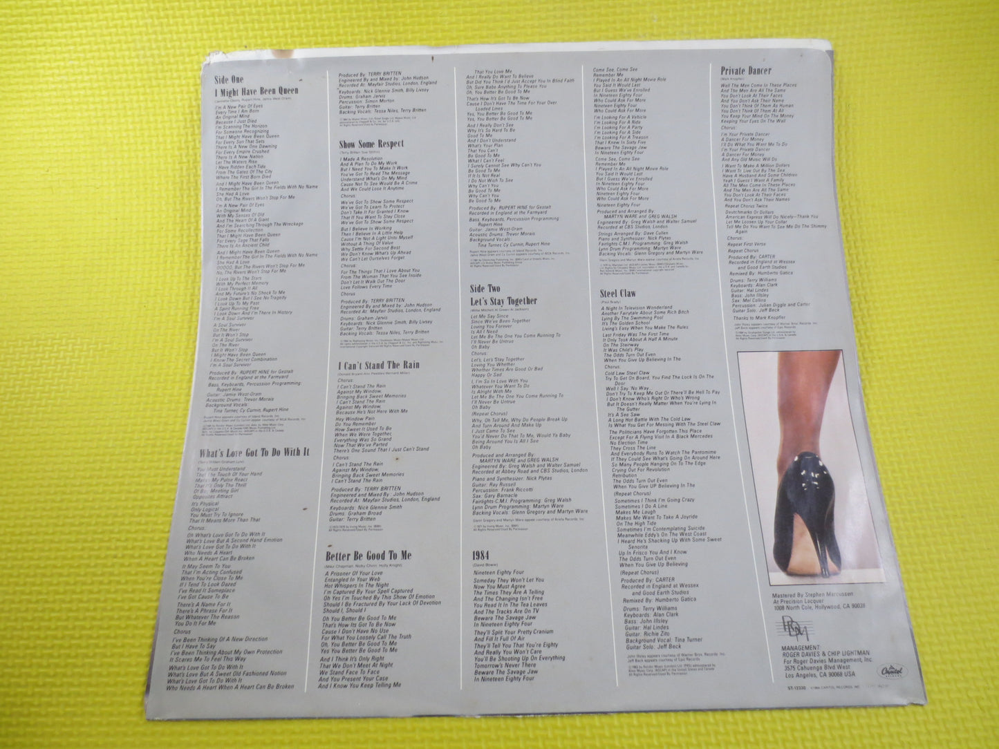 TINA TURNER, Private Dancer, Tina Turner Records, Tina Turner lps, Tina Turner Vinyl, Tina Turner Albums, Lps, Vintage Records, 1984 Records