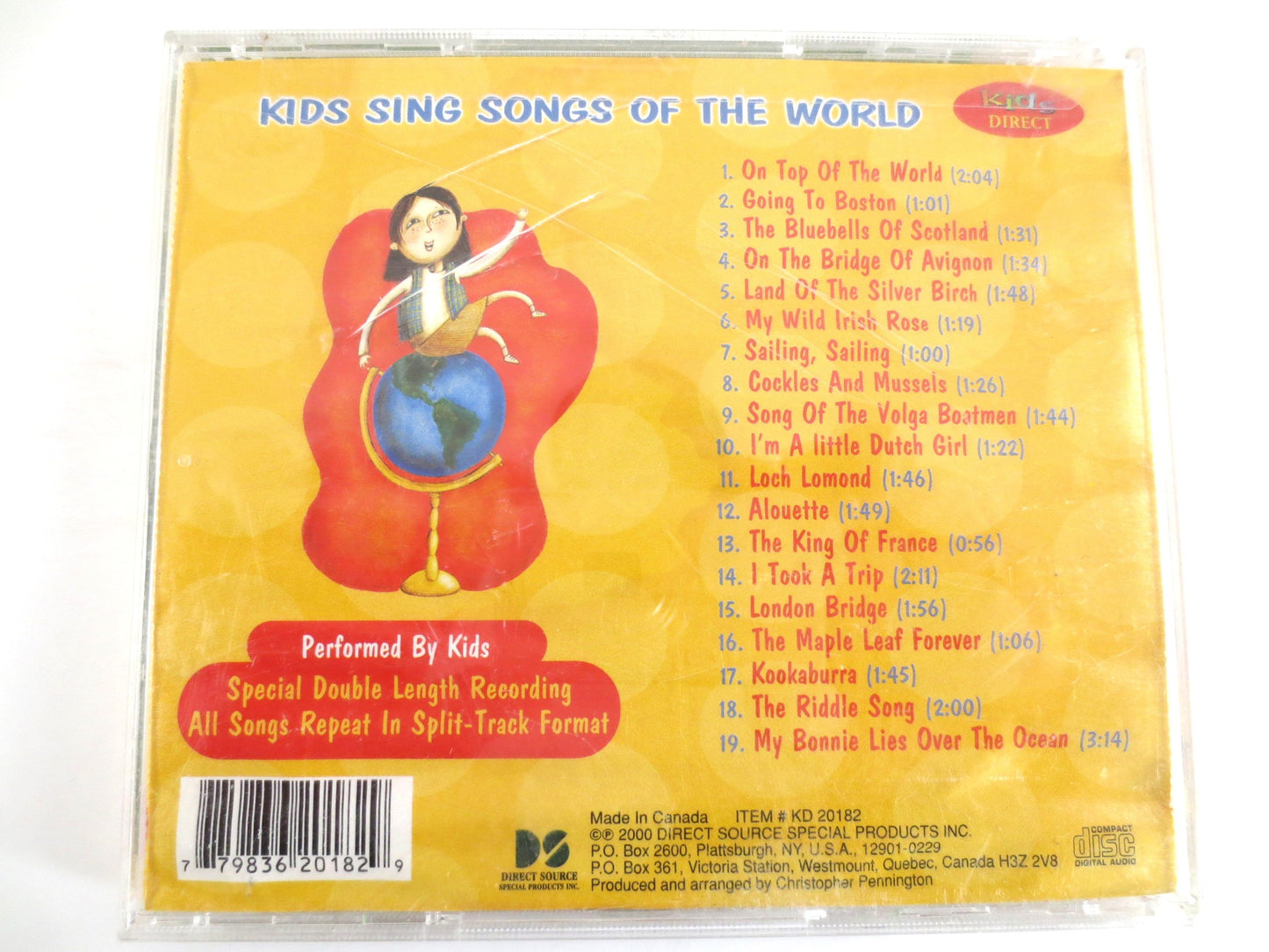 KIDS SING, SONGS of the World, Kids Cd, Lullabies Cd, Kids Compact Disc, Childrens Cd, Childrens Music, Kids Music Cd, Baby Cd, 2000 Cd
