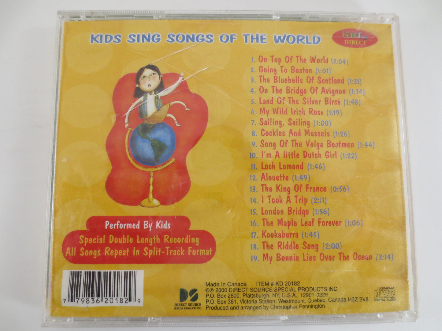 KIDS SING, SONGS of the World, Kids Cd, Lullabies Cd, Kids Compact Disc, Childrens Cd, Childrens Music, Kids Music Cd, Baby Cd, 2000 Cd