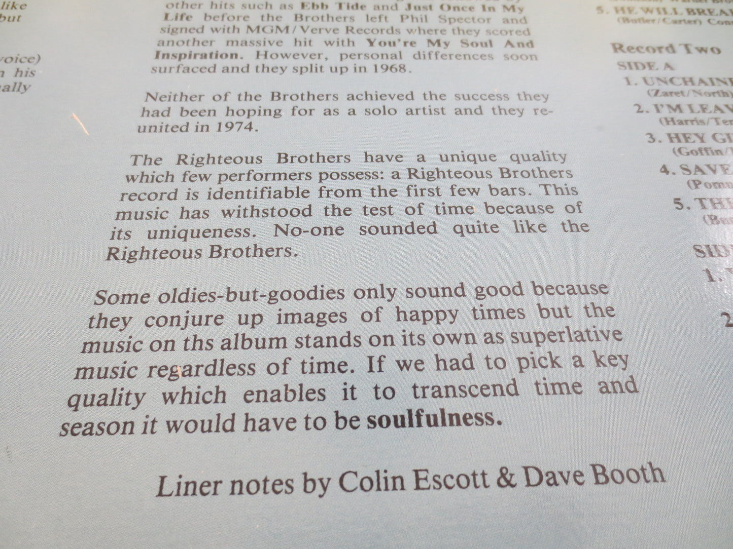 The RIGHTEOUS BROTHERS, GREATEST Hits, 2 Records, Pop Music Record, Pop Music Album, 60s Music, 60s Record, Lps, Vintage Lp, 1984 Records