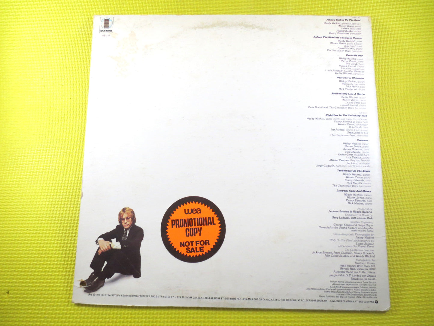 WARREN ZEVON, EXCITABLE Boy, Werewolves of London, Warren Zevon Record, Vintage Vinyl, Warren Zevon Album, Warren Zevon Lp, Lp, 1978 Records