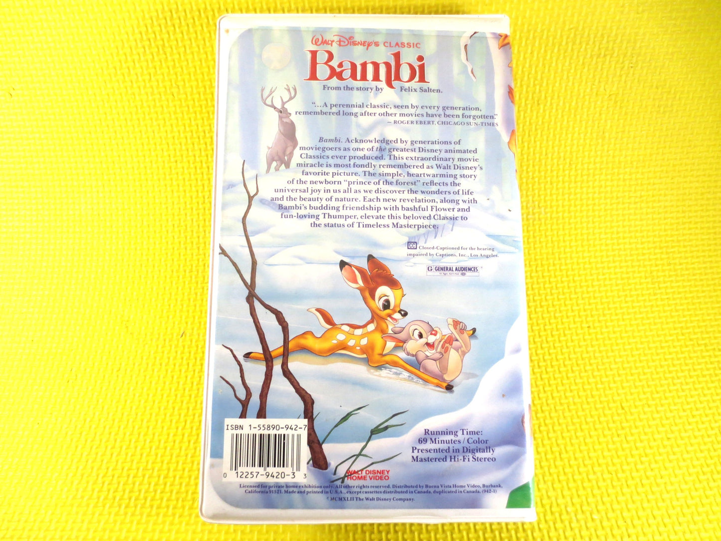 BAMBI, Rare Vhs 942, Black DIAMOND Label, Walt Disney Vhs, Kids Vhs, Walt Disney Film, Classic Kids Vhs, Walt Disney Movie, Disneyland Movie
