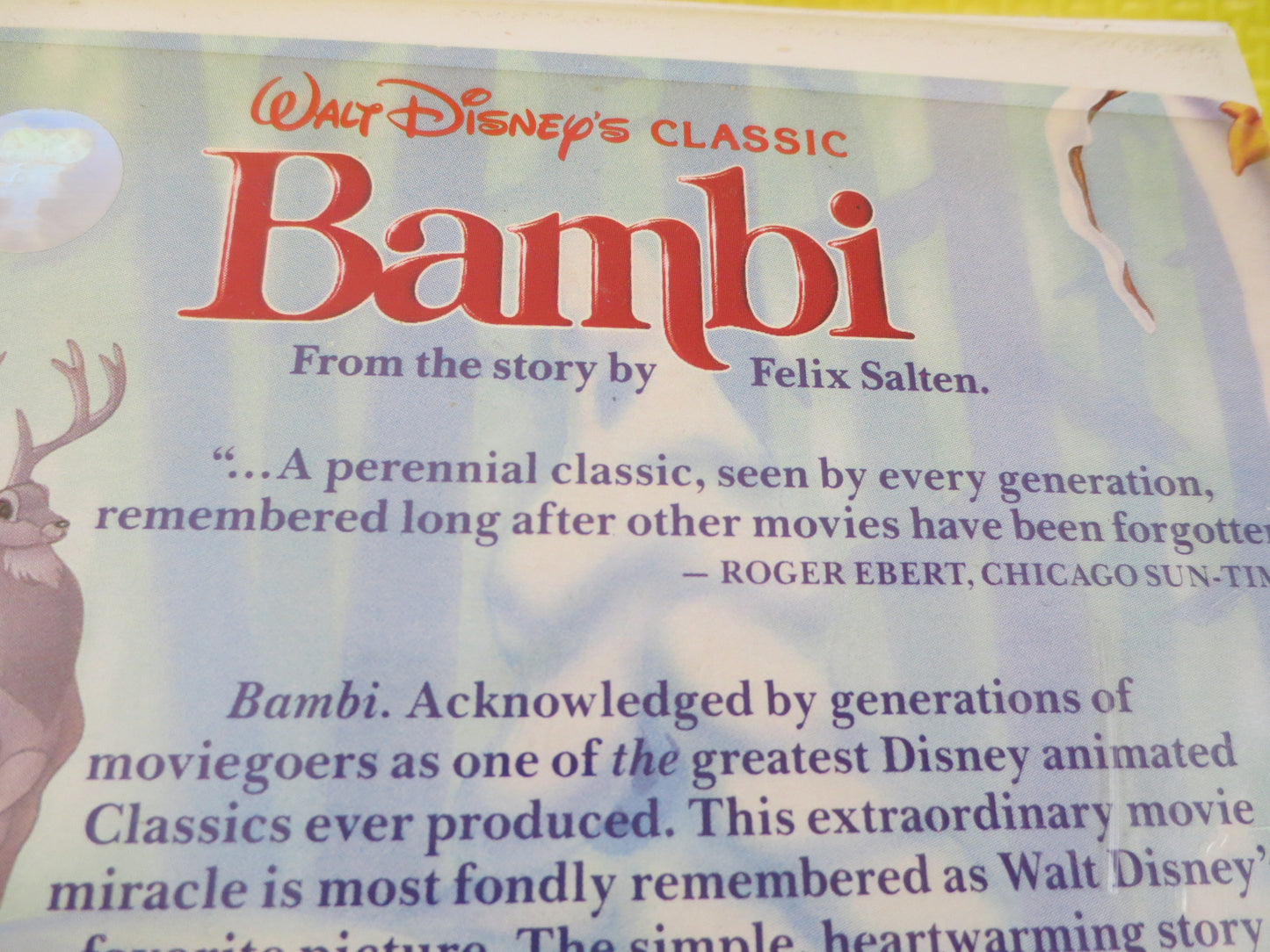 BAMBI, Rare Vhs 942, Black DIAMOND Label, Walt Disney Vhs, Kids Vhs, Walt Disney Film, Classic Kids Vhs, Walt Disney Movie, Disneyland Movie