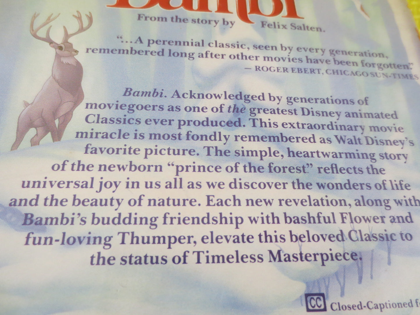 BAMBI, Rare Vhs 942, Black DIAMOND Label, Walt Disney Vhs, Kids Vhs, Walt Disney Film, Classic Kids Vhs, Walt Disney Movie, Disneyland Movie