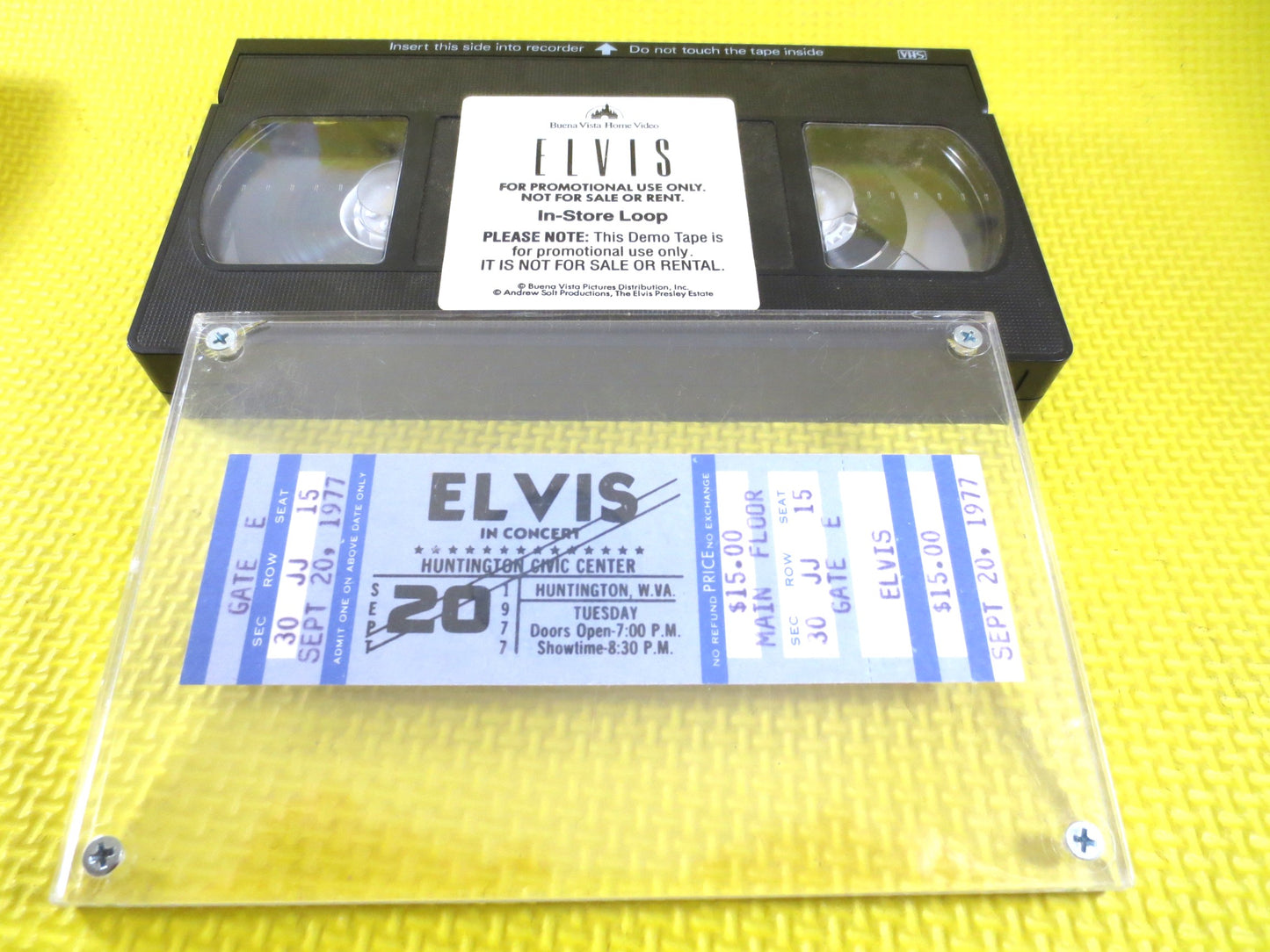 ELVIS Concert TICKET, 1977 Mint Unused, Huntington Wva, Plus RARE Promo Store Demo Vhs Loop Tape, Elvis Tickets, Elvis Promo Tapes, Elvis