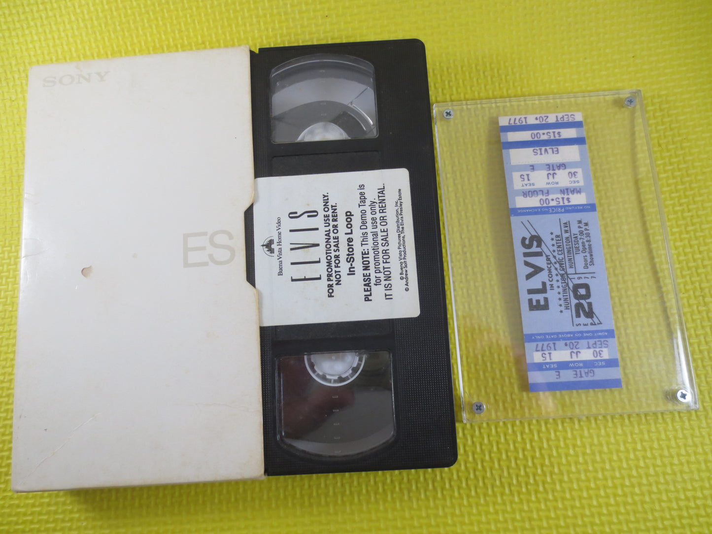 ELVIS Concert TICKET, 1977 Mint Unused, Huntington Wva, Plus RARE Promo Store Demo Vhs Loop Tape, Elvis Tickets, Elvis Promo Tapes, Elvis