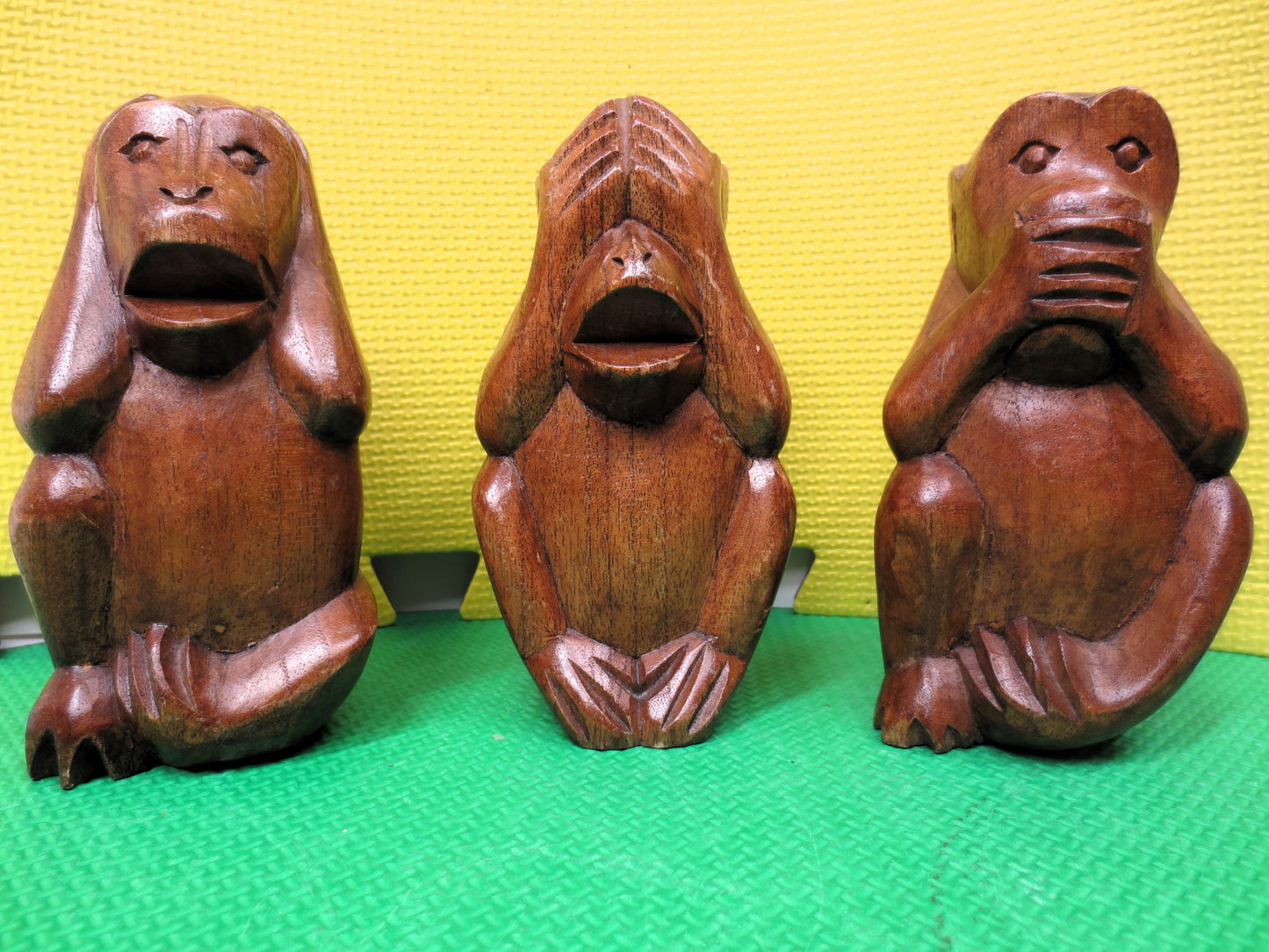 HEAR No Evil, SEE No Evil, SPEAK No Evil, Wood Carving, 3 Monkeys, Vintage Sculpture, Monkey Carving, Monkey Art, Monkey Figurines, Wood Art