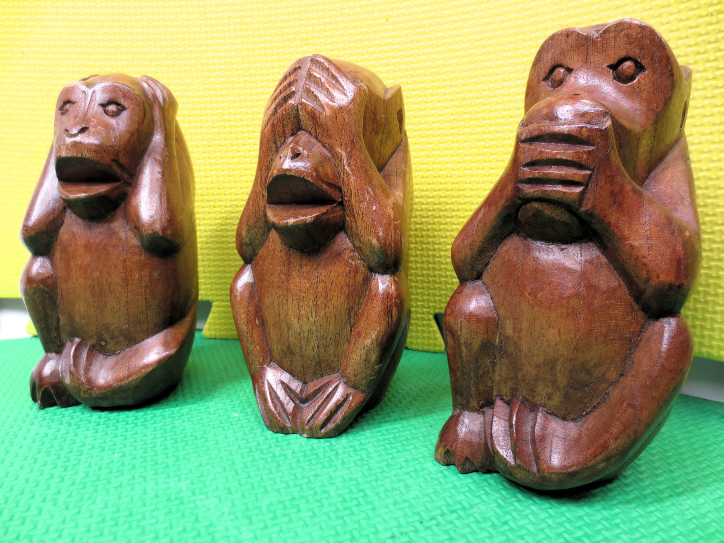 HEAR No Evil, SEE No Evil, SPEAK No Evil, Wood Carving, 3 Monkeys, Vintage Sculpture, Monkey Carving, Monkey Art, Monkey Figurines, Wood Art