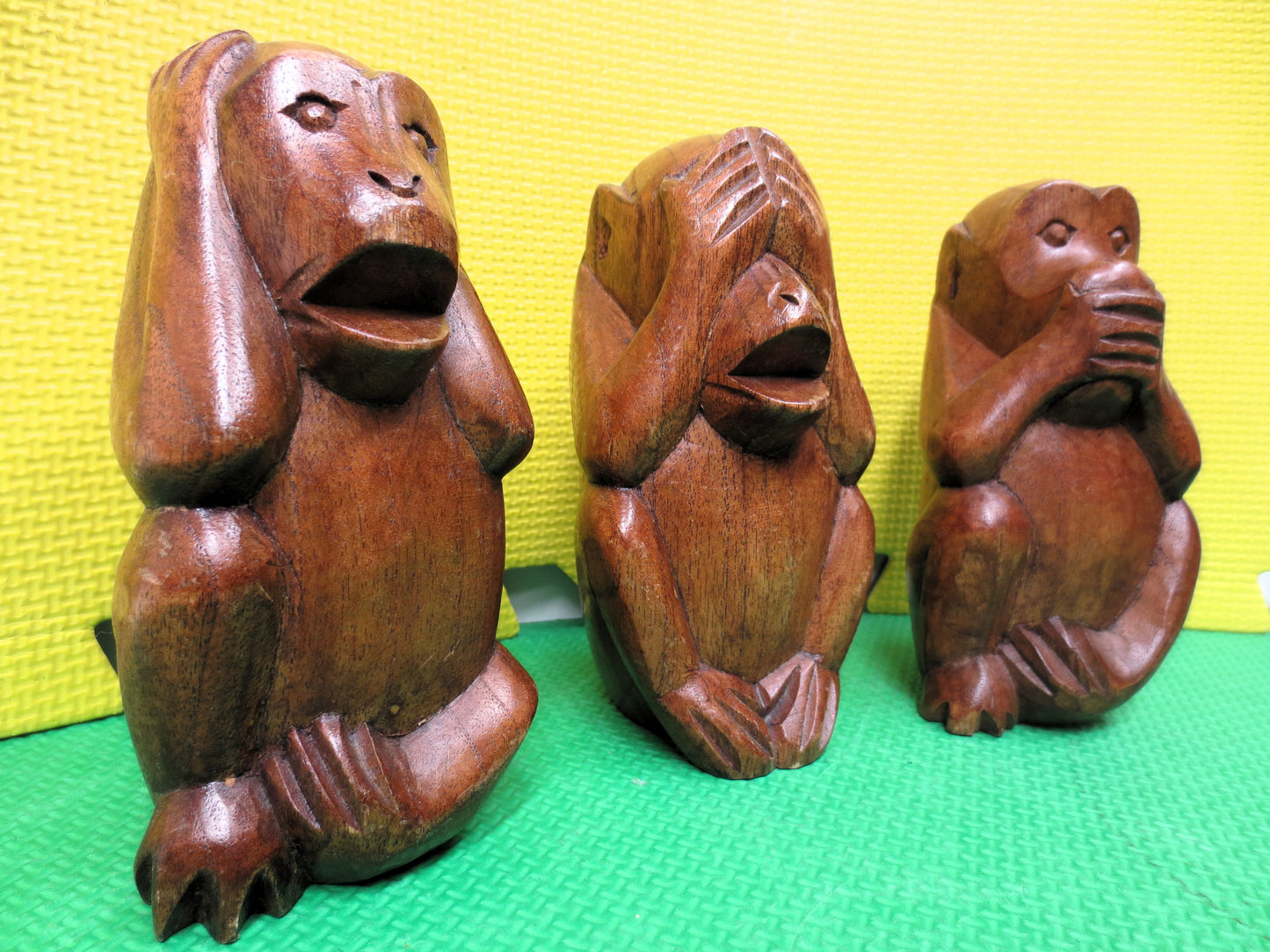 HEAR No Evil, SEE No Evil, SPEAK No Evil, Wood Carving, 3 Monkeys, Vintage Sculpture, Monkey Carving, Monkey Art, Monkey Figurines, Wood Art