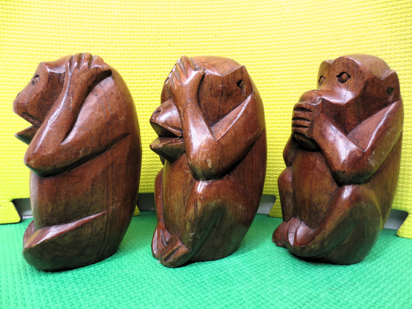 HEAR No Evil, SEE No Evil, SPEAK No Evil, Wood Carving, 3 Monkeys, Vintage Sculpture, Monkey Carving, Monkey Art, Monkey Figurines, Wood Art