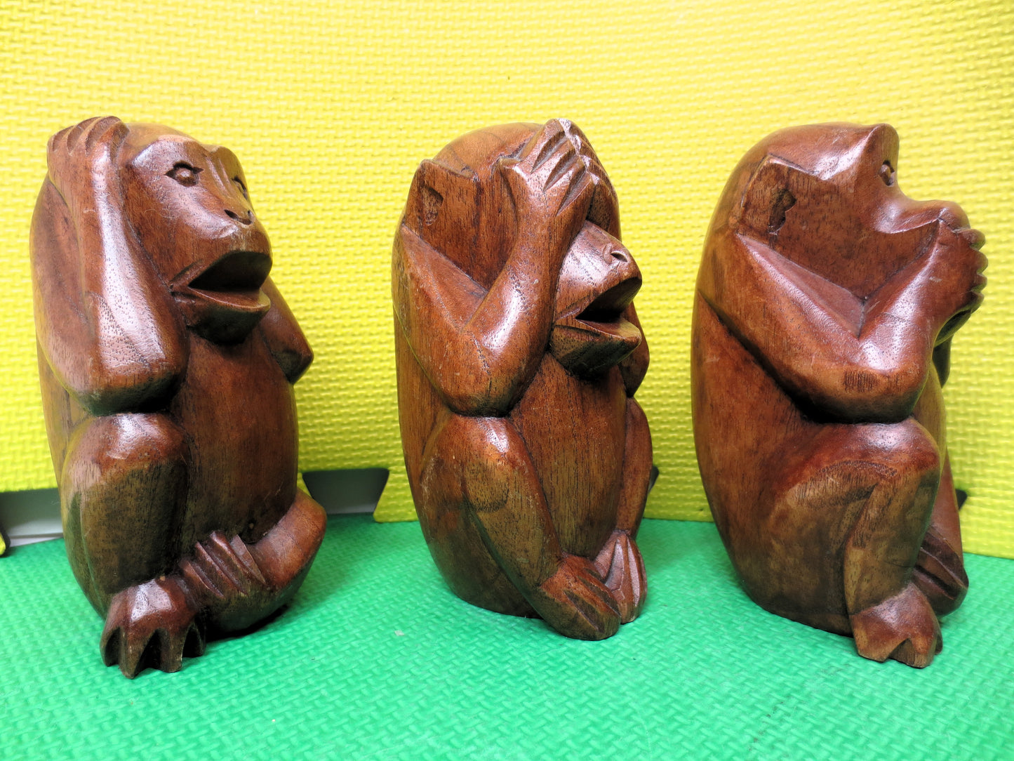 HEAR No Evil, SEE No Evil, SPEAK No Evil, Wood Carving, 3 Monkeys, Vintage Sculpture, Monkey Carving, Monkey Art, Monkey Figurines, Wood Art