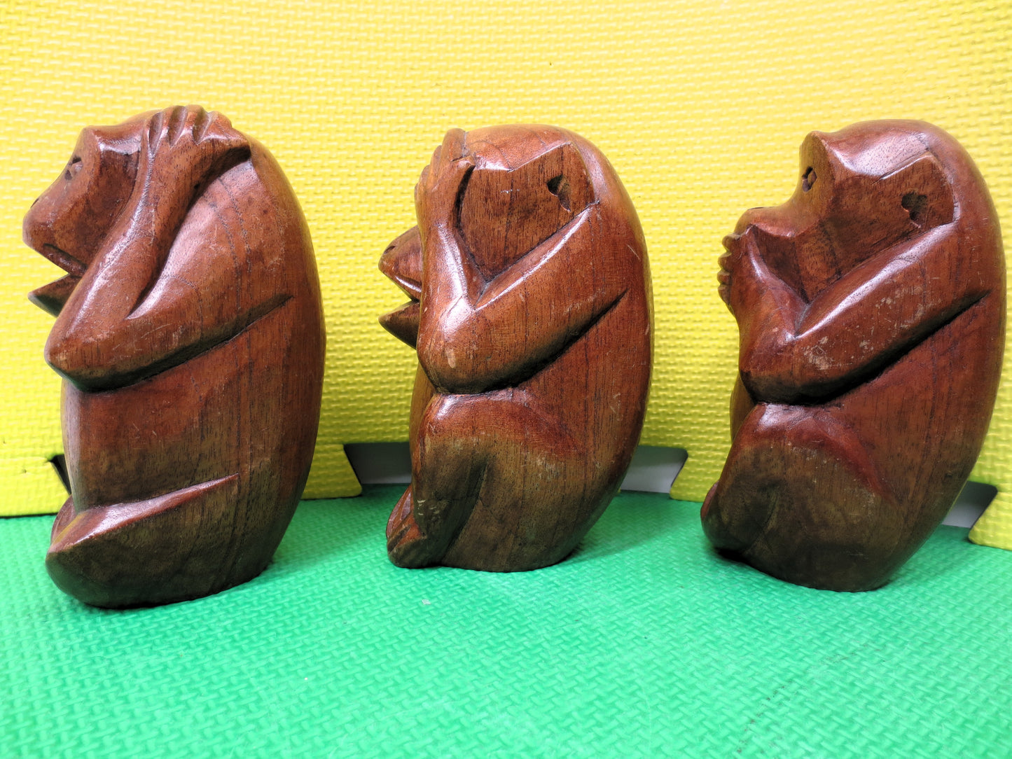 HEAR No Evil, SEE No Evil, SPEAK No Evil, Wood Carving, 3 Monkeys, Vintage Sculpture, Monkey Carving, Monkey Art, Monkey Figurines, Wood Art