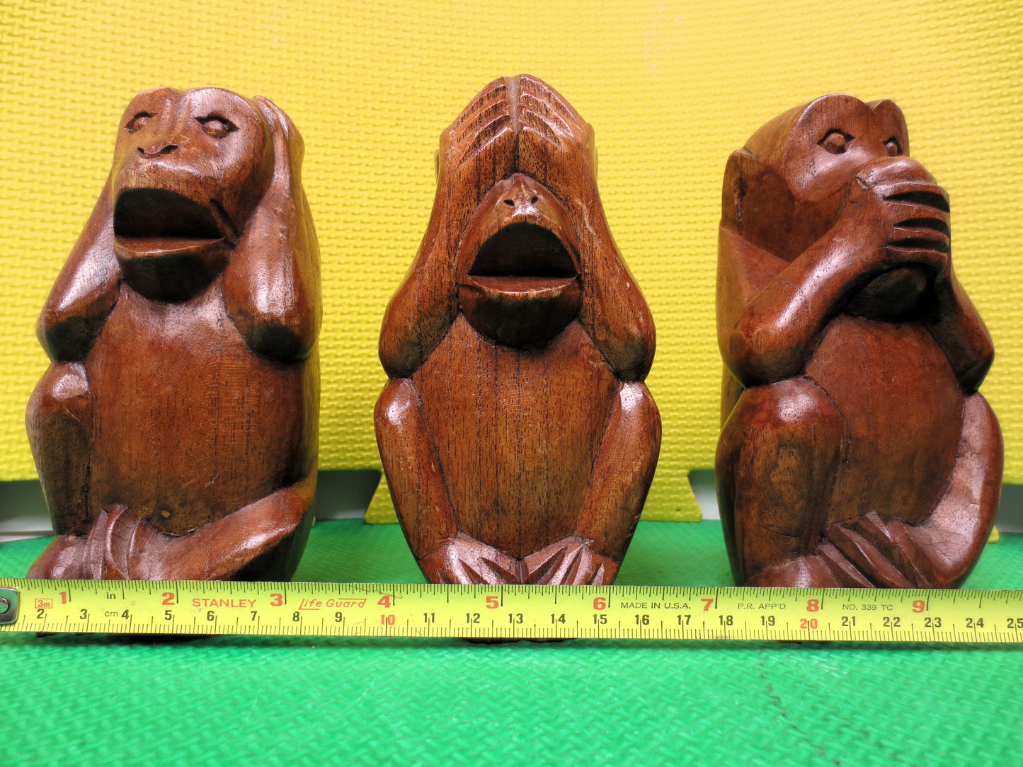 HEAR No Evil, SEE No Evil, SPEAK No Evil, Wood Carving, 3 Monkeys, Vintage Sculpture, Monkey Carving, Monkey Art, Monkey Figurines, Wood Art