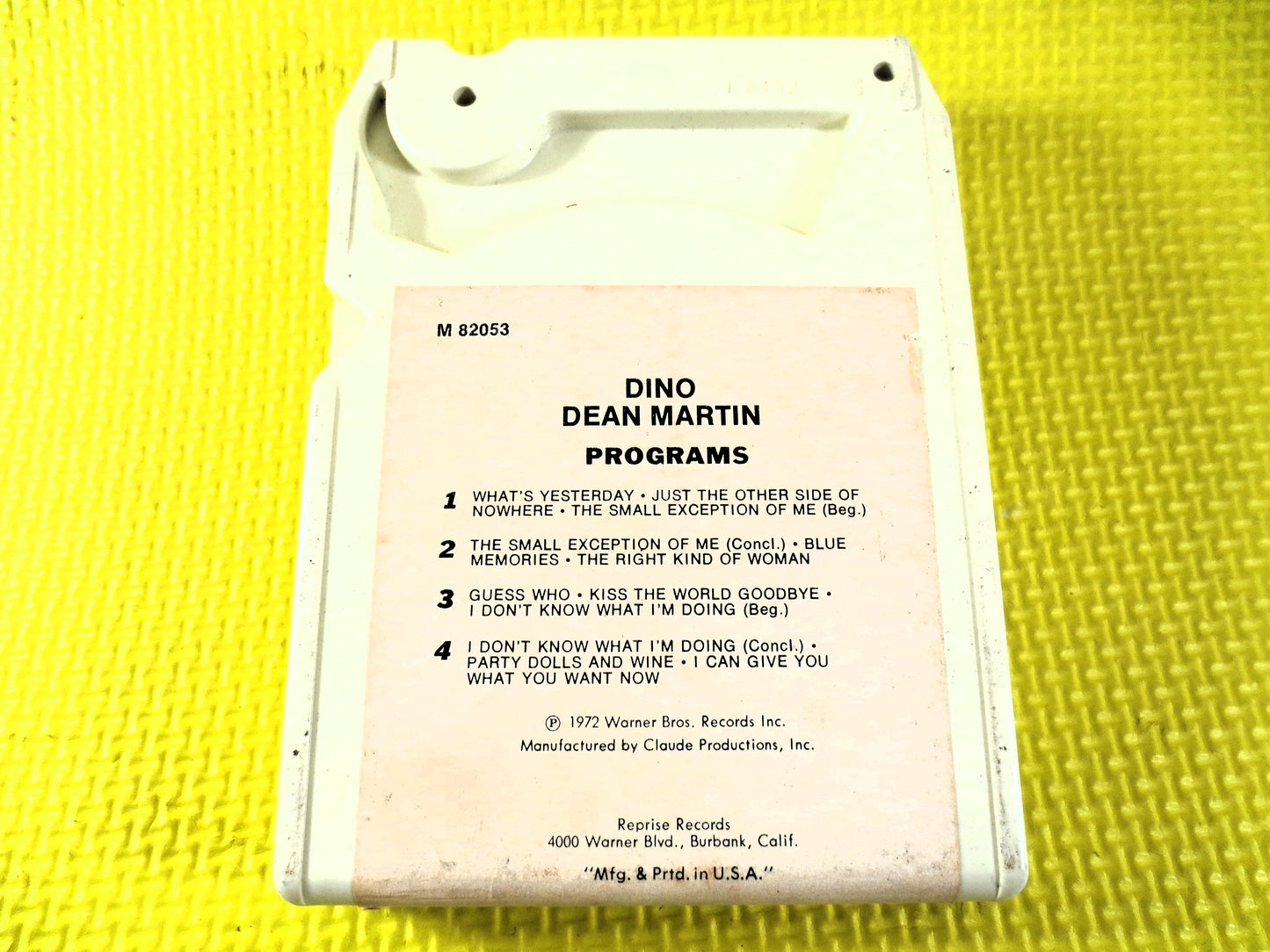DEAN MARTIN, DINO, 8-Track Tape, Greatest Hits, Tapes, Dean Martin Tape, Tape, 8 Track Cassette, Dean Martin Hits, 1972 8-Track