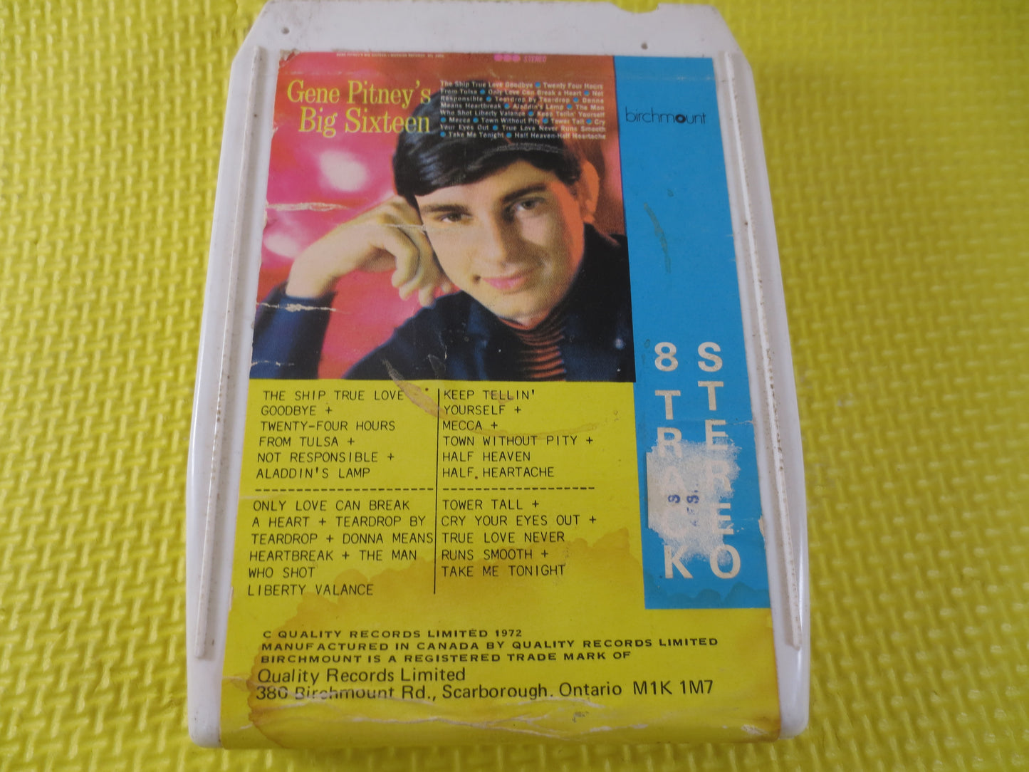 GENE PITNEY, BIG Sixteen, 8-Track Tape, Greatest Hits, Tapes, Gene Pitney Tape, Tape, 8 Track Cassette, Gene Pitney Hits, 1972 8-Track