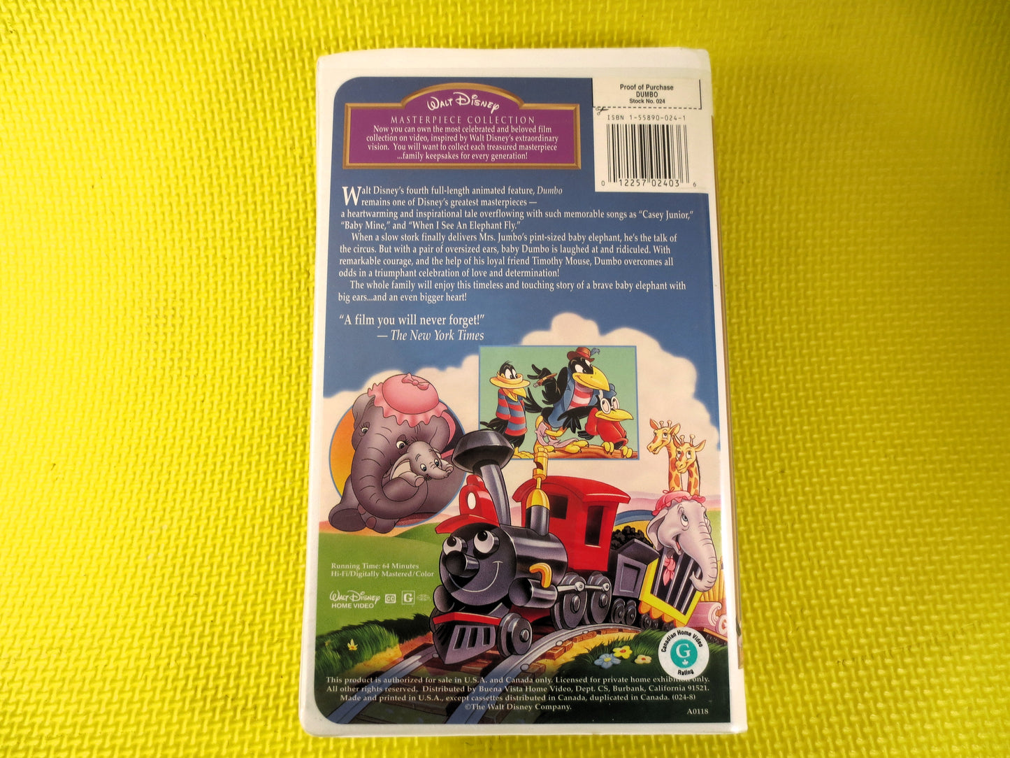 DUMBO, Rare Vhs 024, DUMBO Video, DUMBO Vhs, Walt Disney Vhs, Dumbo Movie, Disney Classic Vhs, Disney Vhs, Disney Movies, Dumbo Cartoon, Vhs