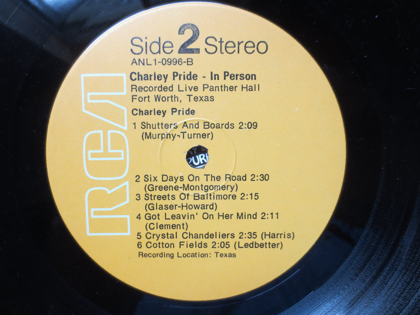 CHARLEY PRIDE, In PERSON, Country Classics, Charley Pride Lp, Vintage Vinyl, Charley Pride Album, Country Lp, 1975 Records