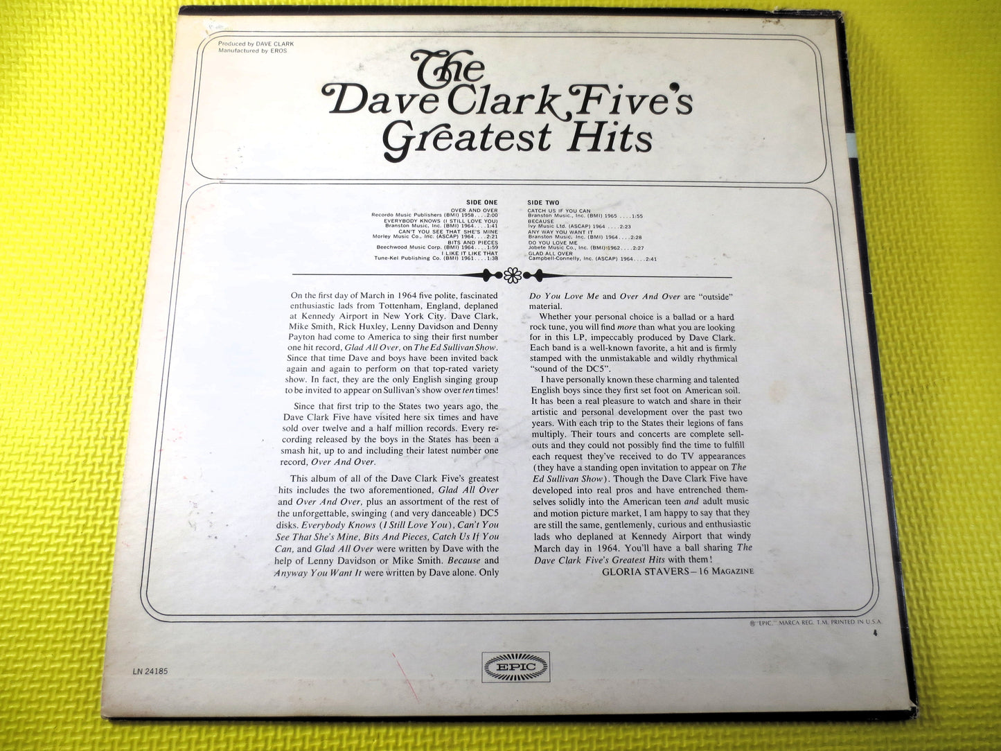 DAVE CLARK FIVE, Greatest Hits, Dave Clark 5, Dave Clark Five Fits, Dave Clark 5 Hits, Pop Record, Pop Music, Vintage Records, 1966 Records