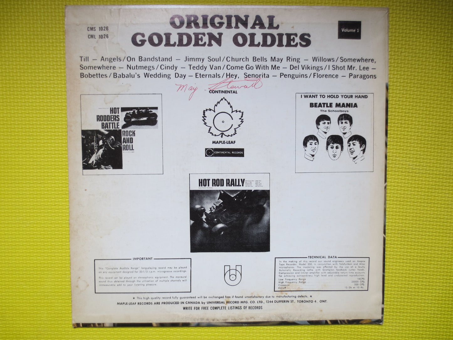 ORIGINAL, GOLDEN OLDIES, Maple-Leaf Records, Jimmy Soul Record, Teddy Van Record, Penguins Record, 60s Record, 1963 Records