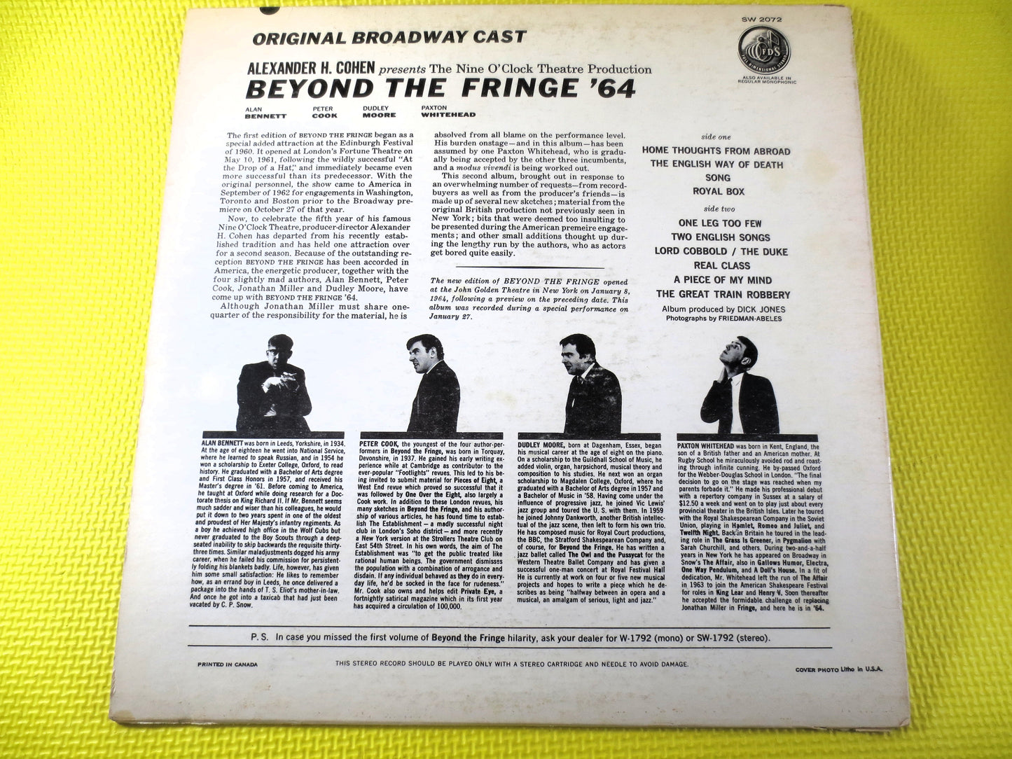 Beyond The FRINGE '64 Volume 2, DUDLEY Moore, Peter COOK Record, Beyond The Fringe Lp, Comedy Vinyl, Funny Records, Humour Lp, 1969 Records