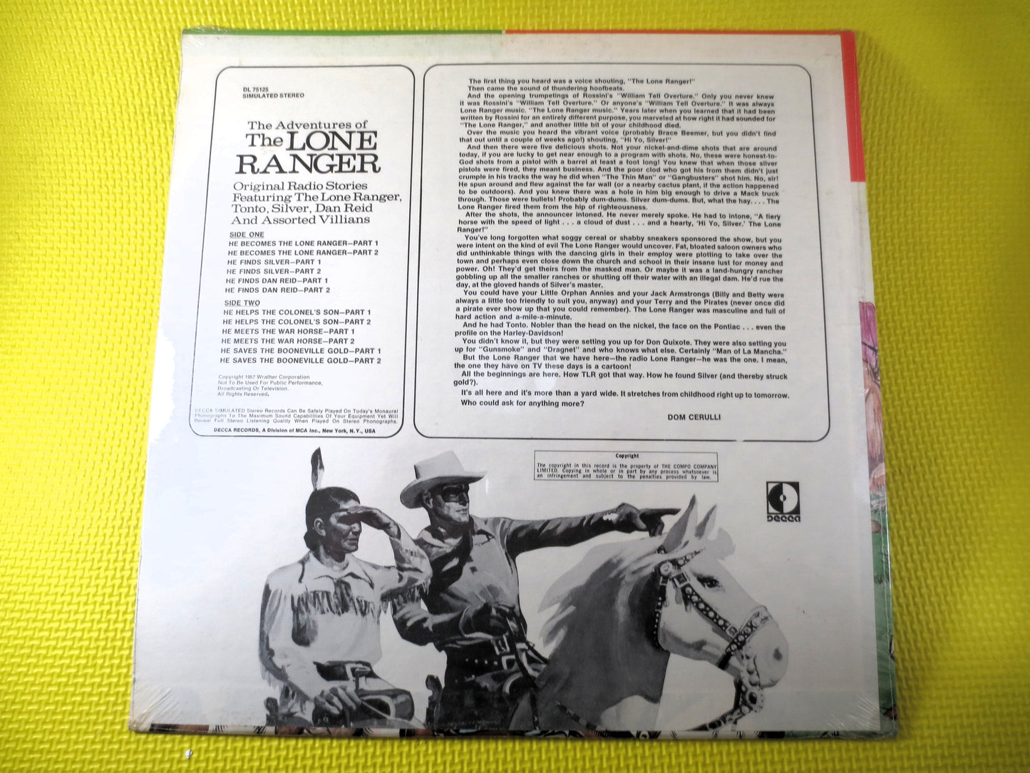 The LONE RANGER, Factory SEALED, Lone Ranger Record, Lone Ranger Album, Novelty Records, Lone Ranger Lp, Tv lp, Vintage Records, 1969 Record