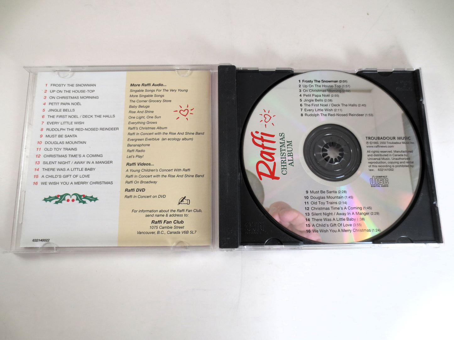 RAFFI, CHRISTMAS Album, CHRISTMAS Music, Christmas Tunes, Christmas Songs, Christmas Hymns, Kids Cd, Cd Music, Music Cds, 1983 Compact Discs