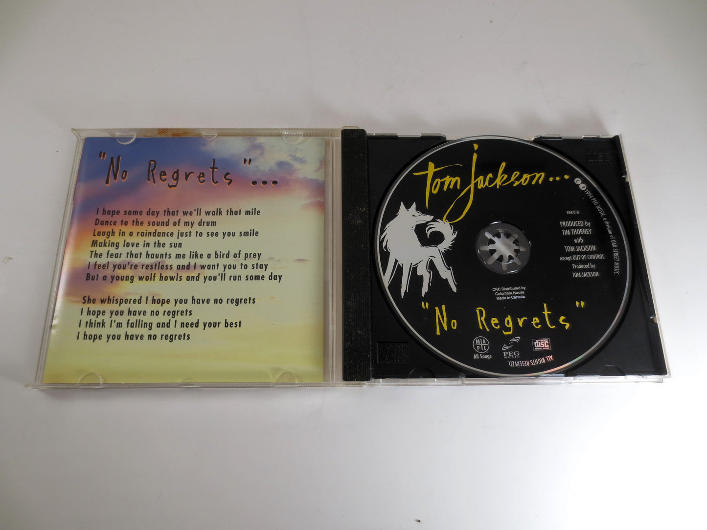 TOM JACKSON, No REGRETS, Tom Jackson Cd, Aboriginal Music Cd, Country Cd, Classic Country Cd, Cd Music, Cds, Vintage Cds, 1994 Compact Disc