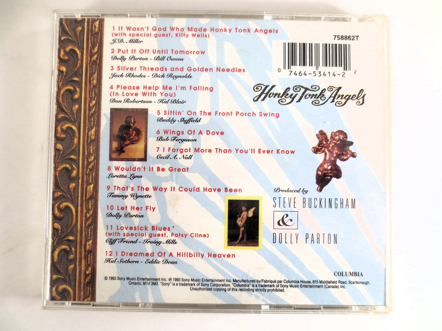 HONKY TONK ANGELS, Dolly Parton, Tammy Wynette, Loretta Lynn, Dolly Parton Cd, Dolly Parton Album, Music Cds, Vintage Cds, 1993 Compact Disc
